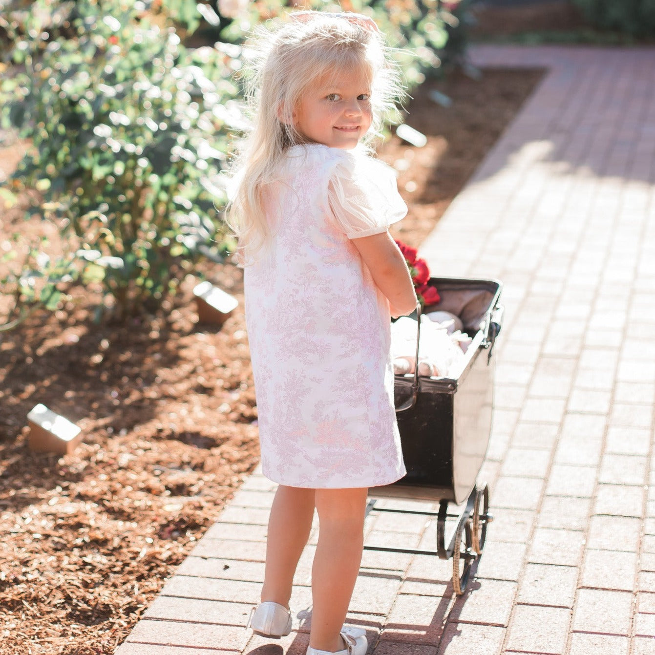 Pink French Toile Pearl Dress