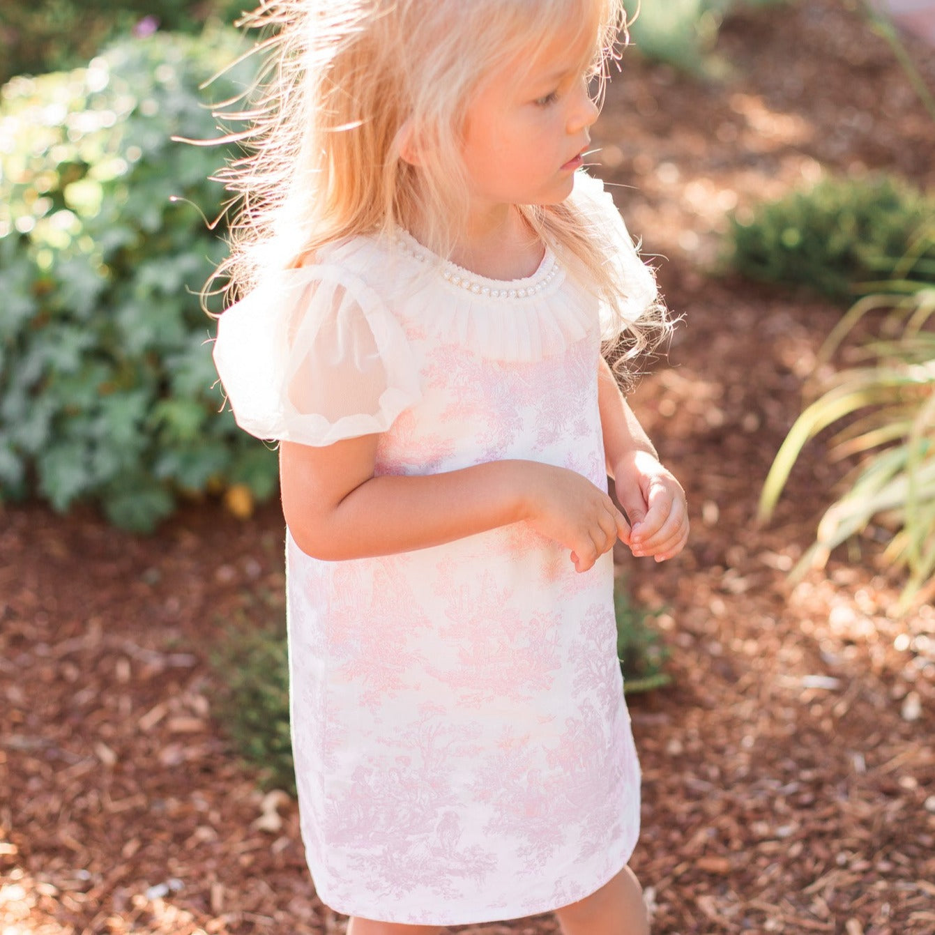 Pink French Toile Pearl Dress