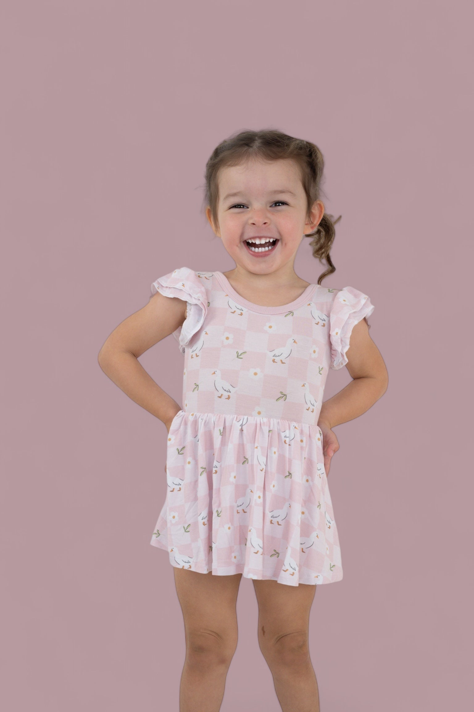 Exclusive Ducks And Daisies Dream Cap Sleeve Bodysuit Dress