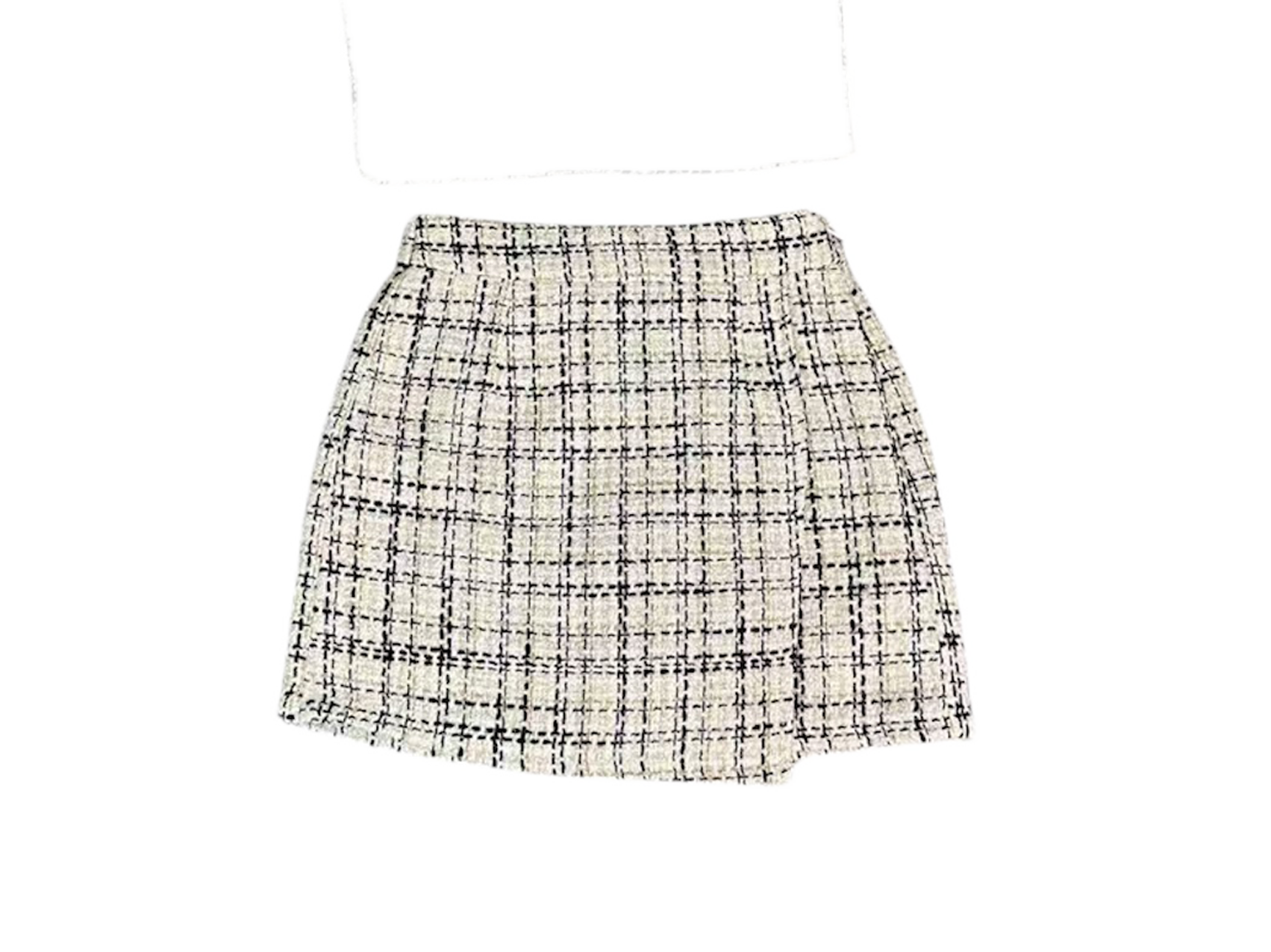 Aa Black, White And Gold Tweed Ruffle Skort