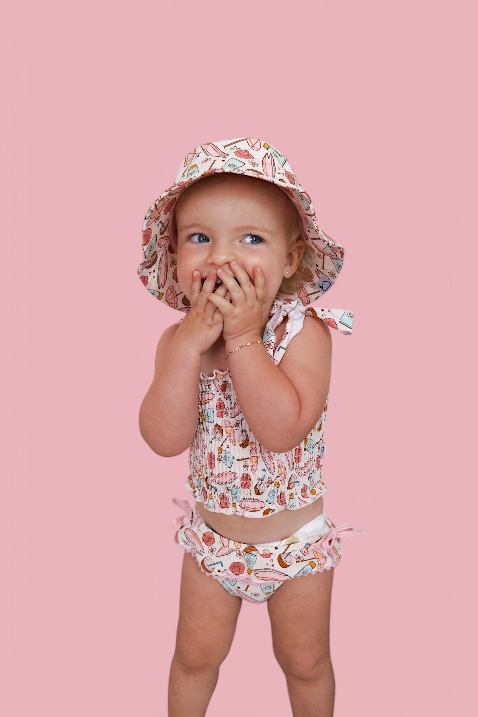 Fun In The Sun Dream Smocked Tankini Two Piece Swim Suit