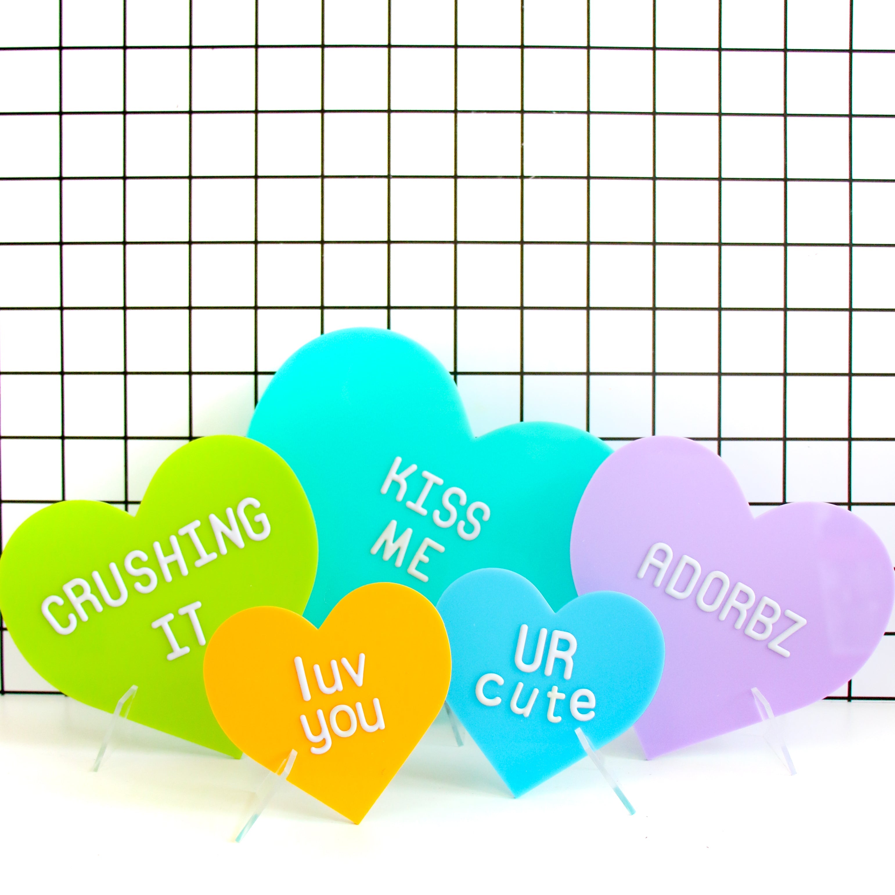 Cool Tone Acrylic Hearts - Customize With Included Stickers