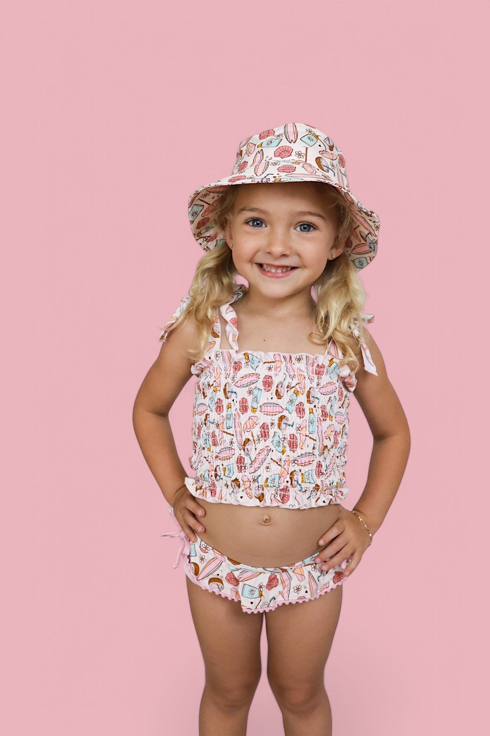 Fun In The Sun Dream Smocked Tankini Two Piece Swim Suit