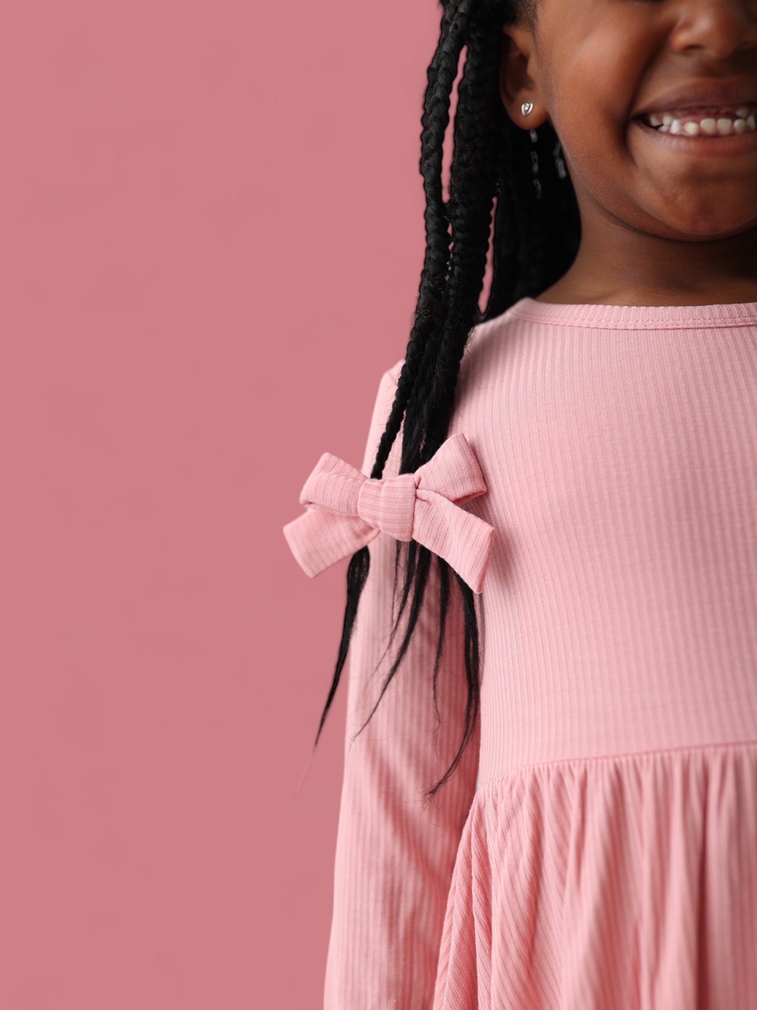 Mauve Rib Dream Bow Hair Clips