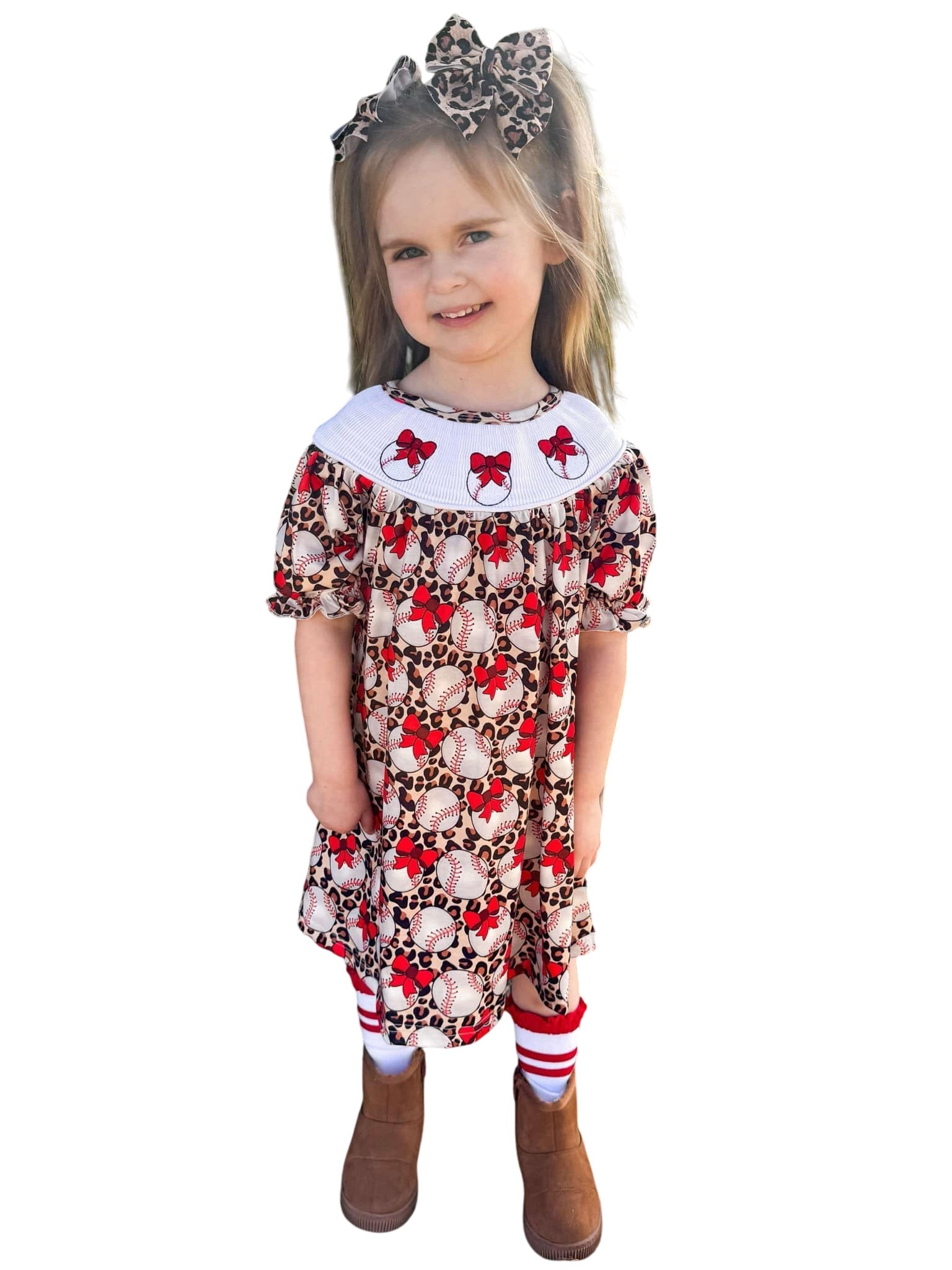 Smocked Leopard Baseball Dress