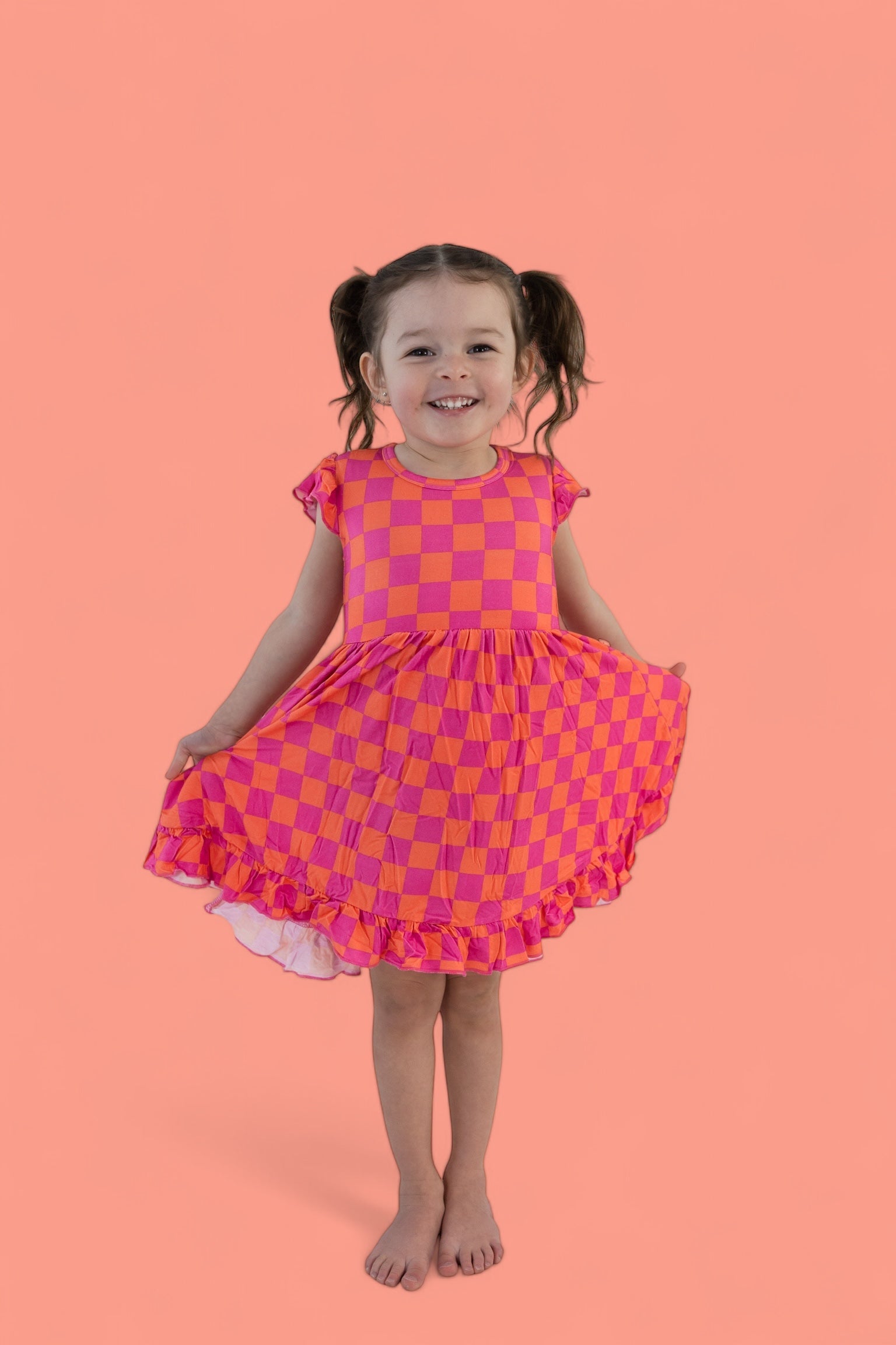 Neon Dreams Checkers Dream Ruffle Dress