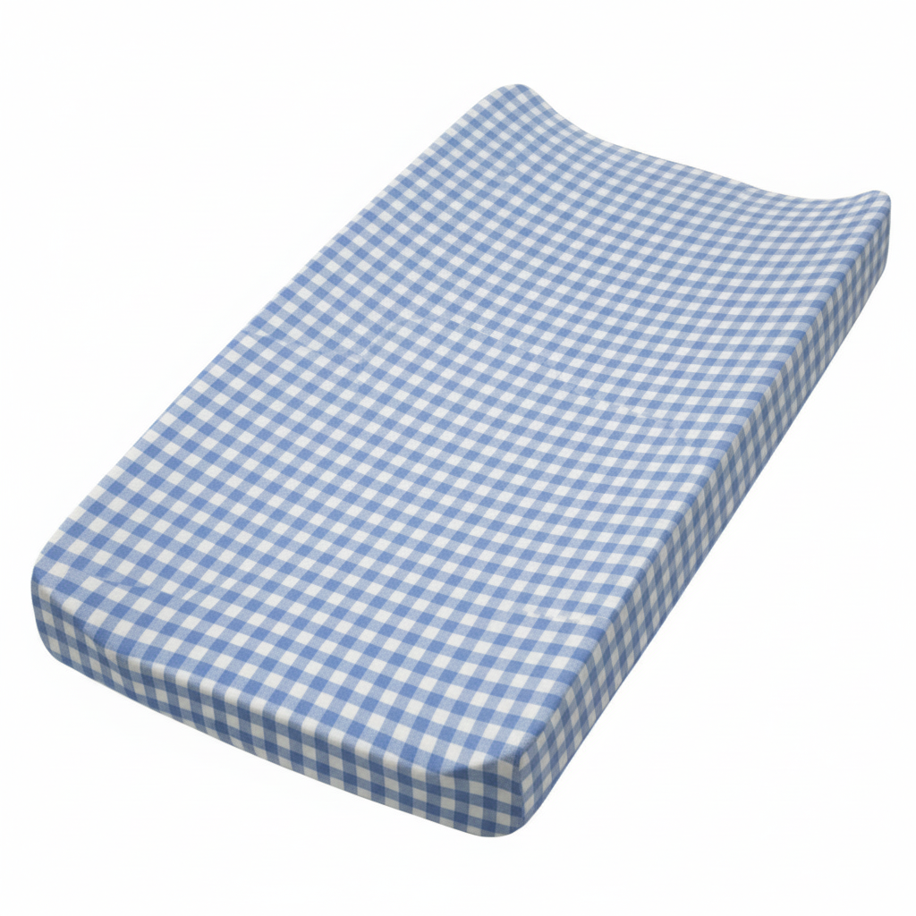 Midnight Blue Gingaham Changing Pad Cover