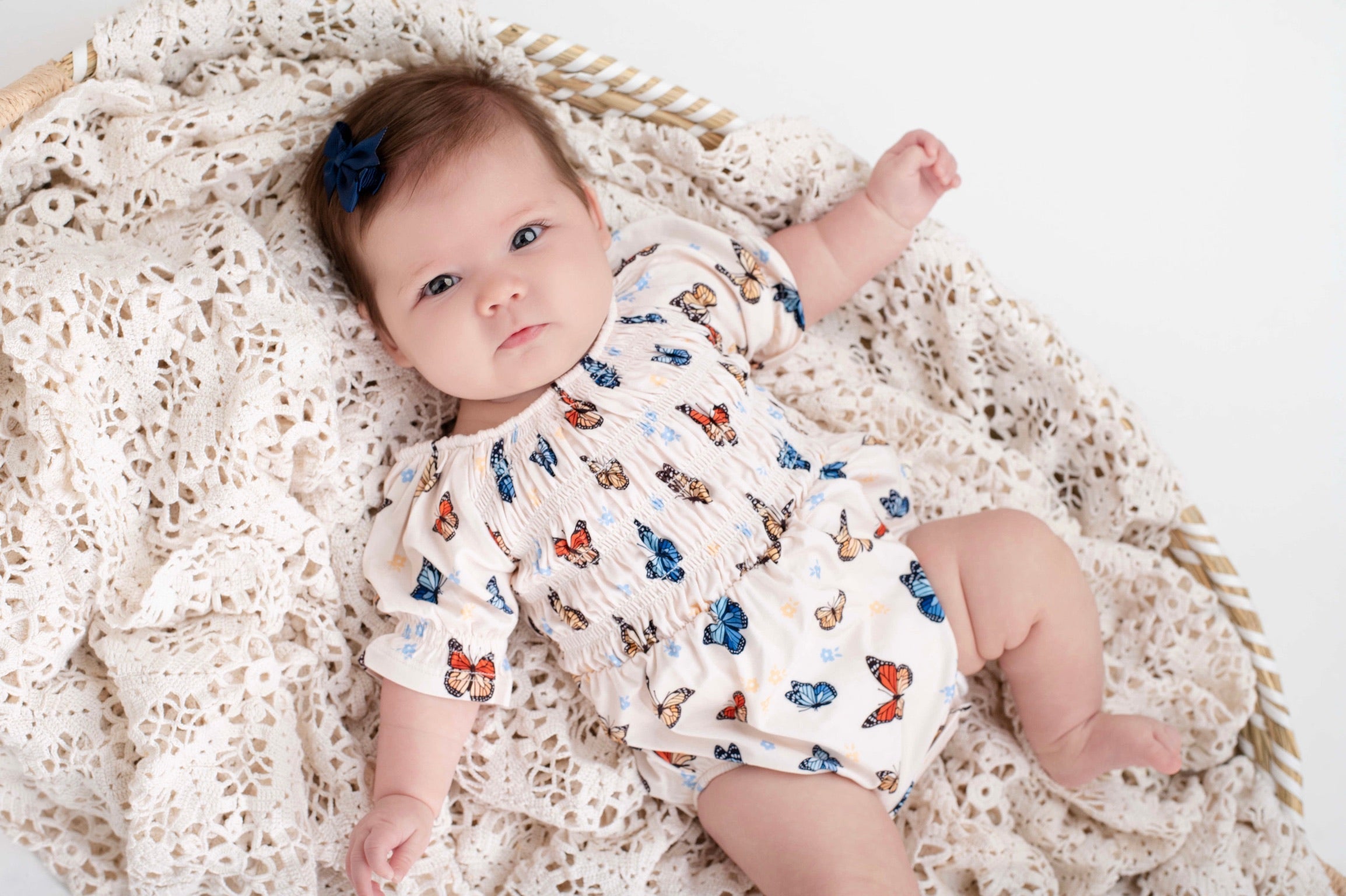 Butterfly Dreams Smocked Bubble Romper