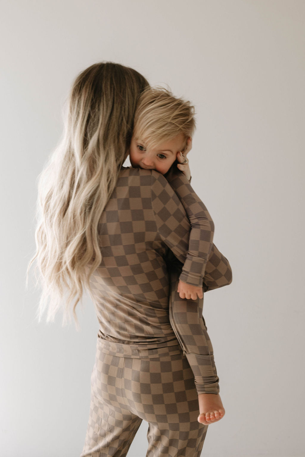 Women's Bamboo Pajama | Faded Brown Checkerboard