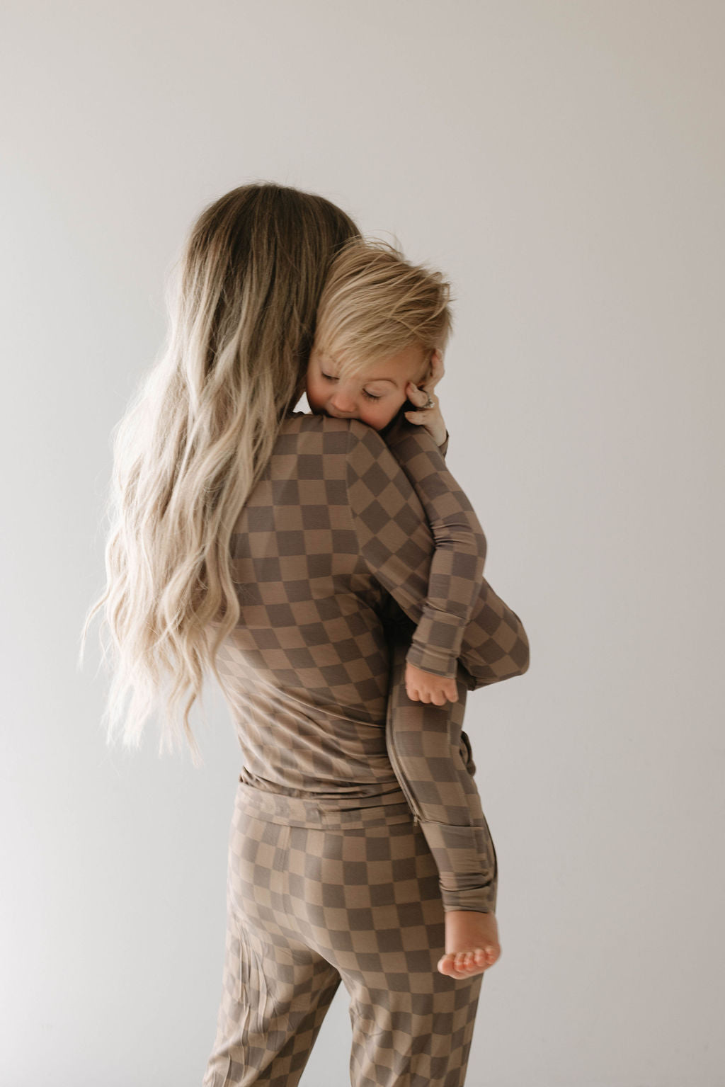 Women's Bamboo Pajama | Faded Brown Checkerboard