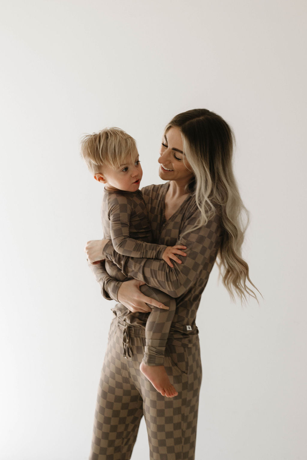 Women's Bamboo Pajama | Faded Brown Checkerboard