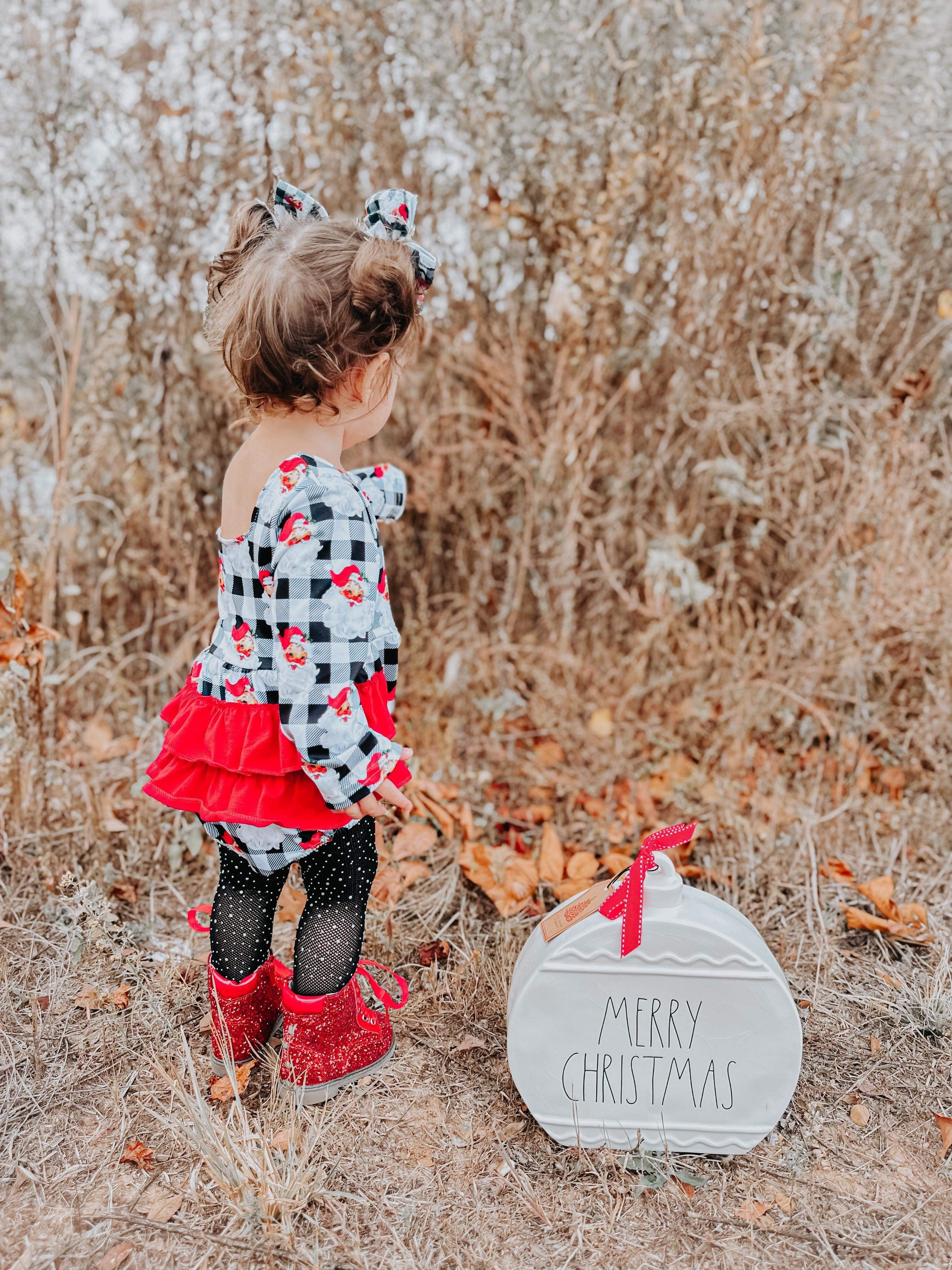 Checkered Santa Ruffle Romper