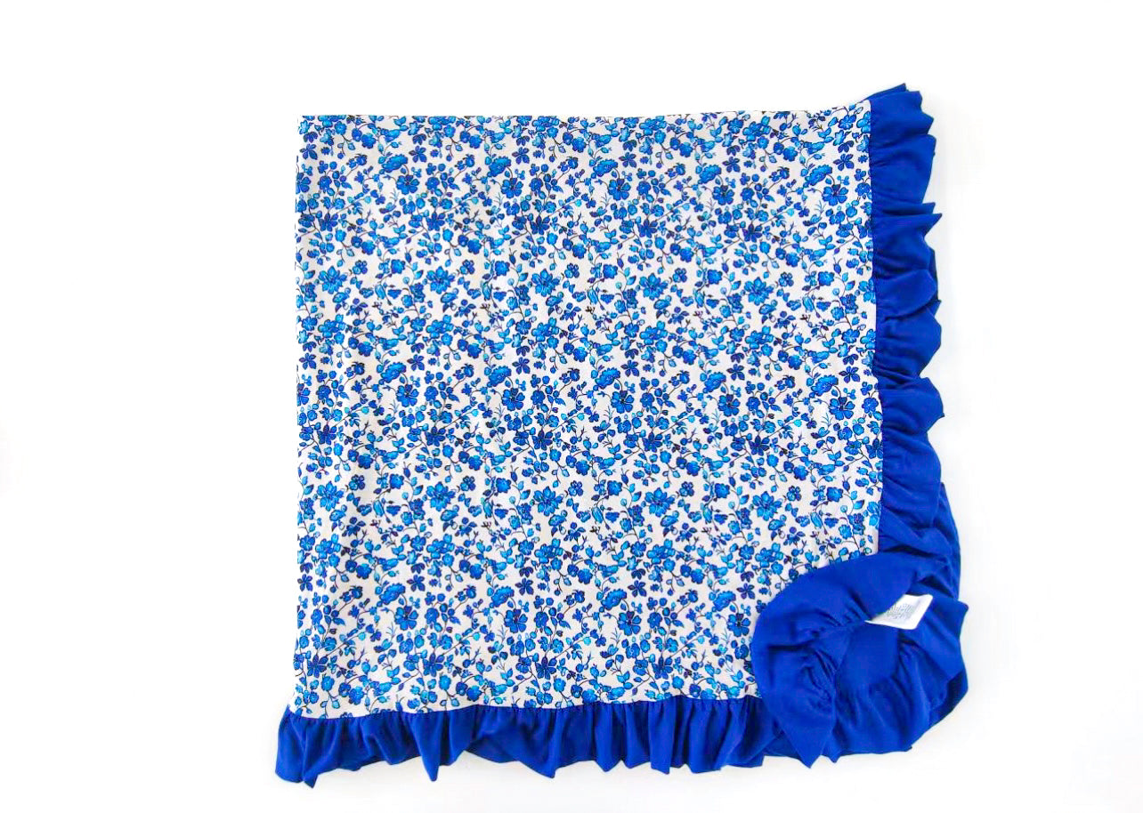 Dainty Blue & Royal Bamboo Double Layer Ruffle Blanket