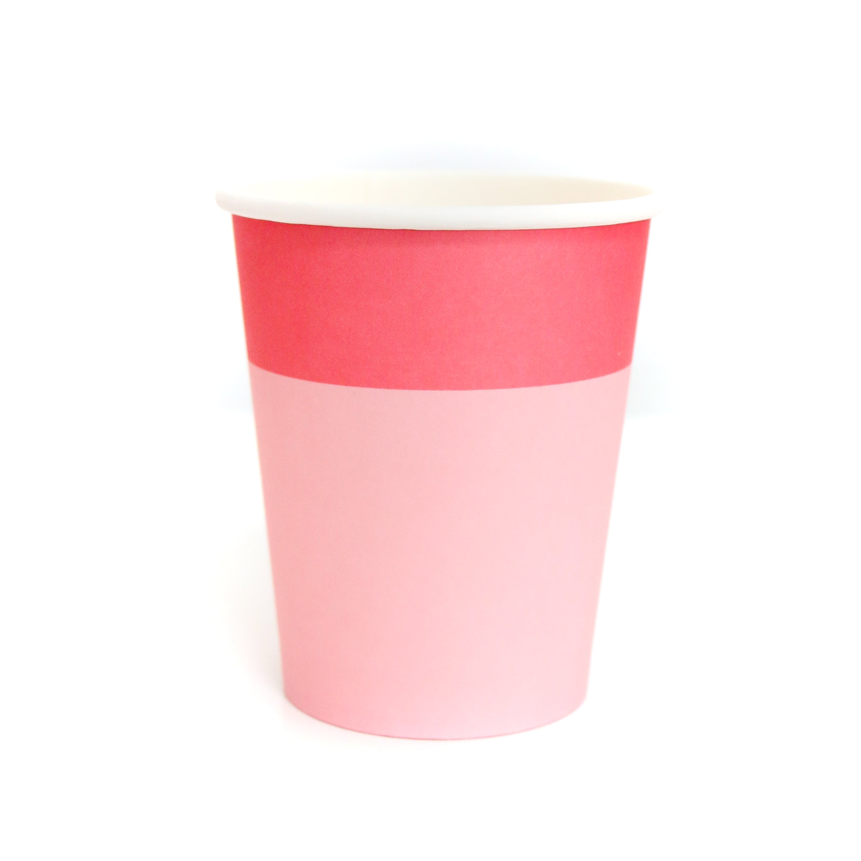 Strawberry And Light Pink Cup Color Blocked Paper Party Ware