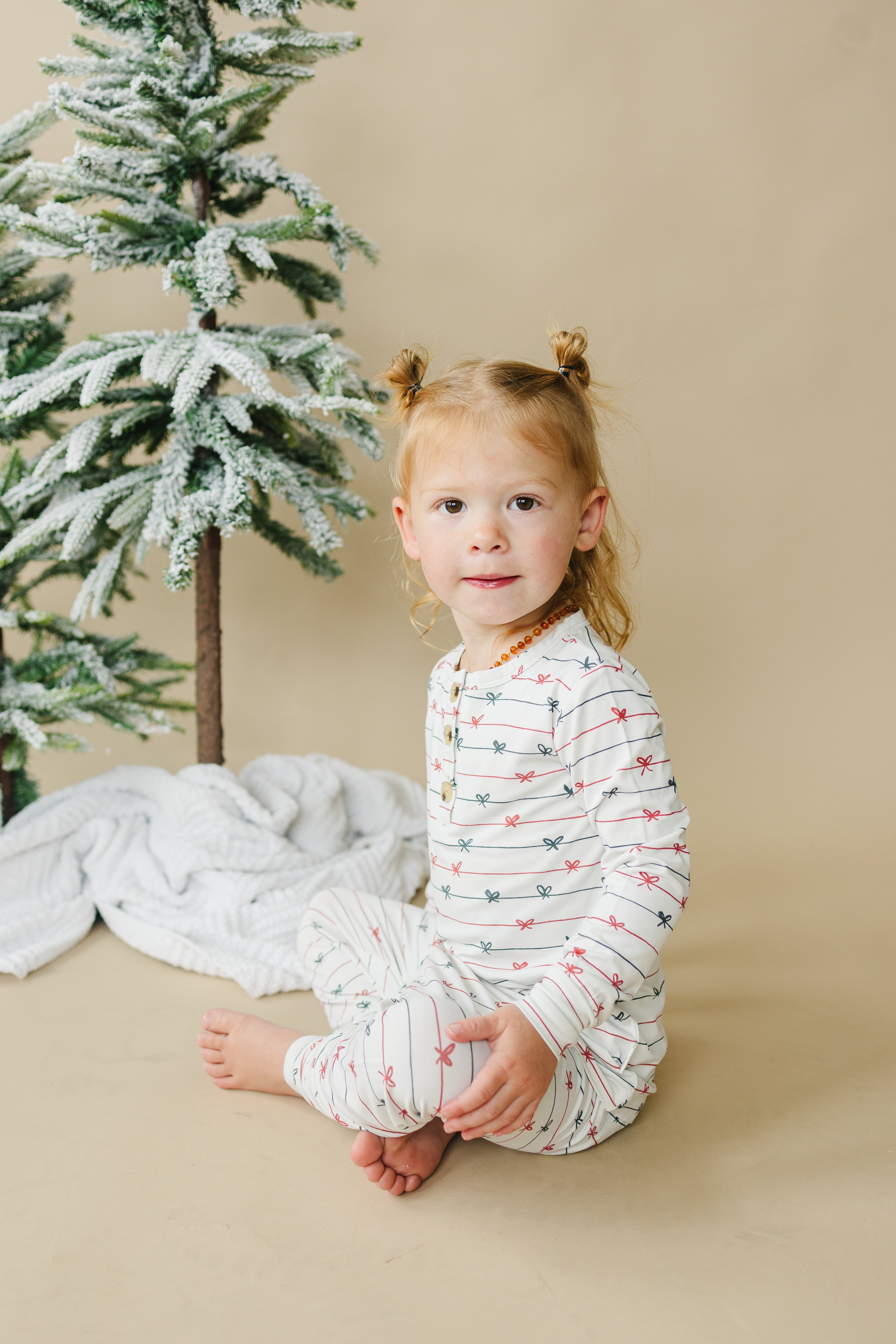 Tied With A Bow Christmas 2pc Henley Bamboo Pajamas