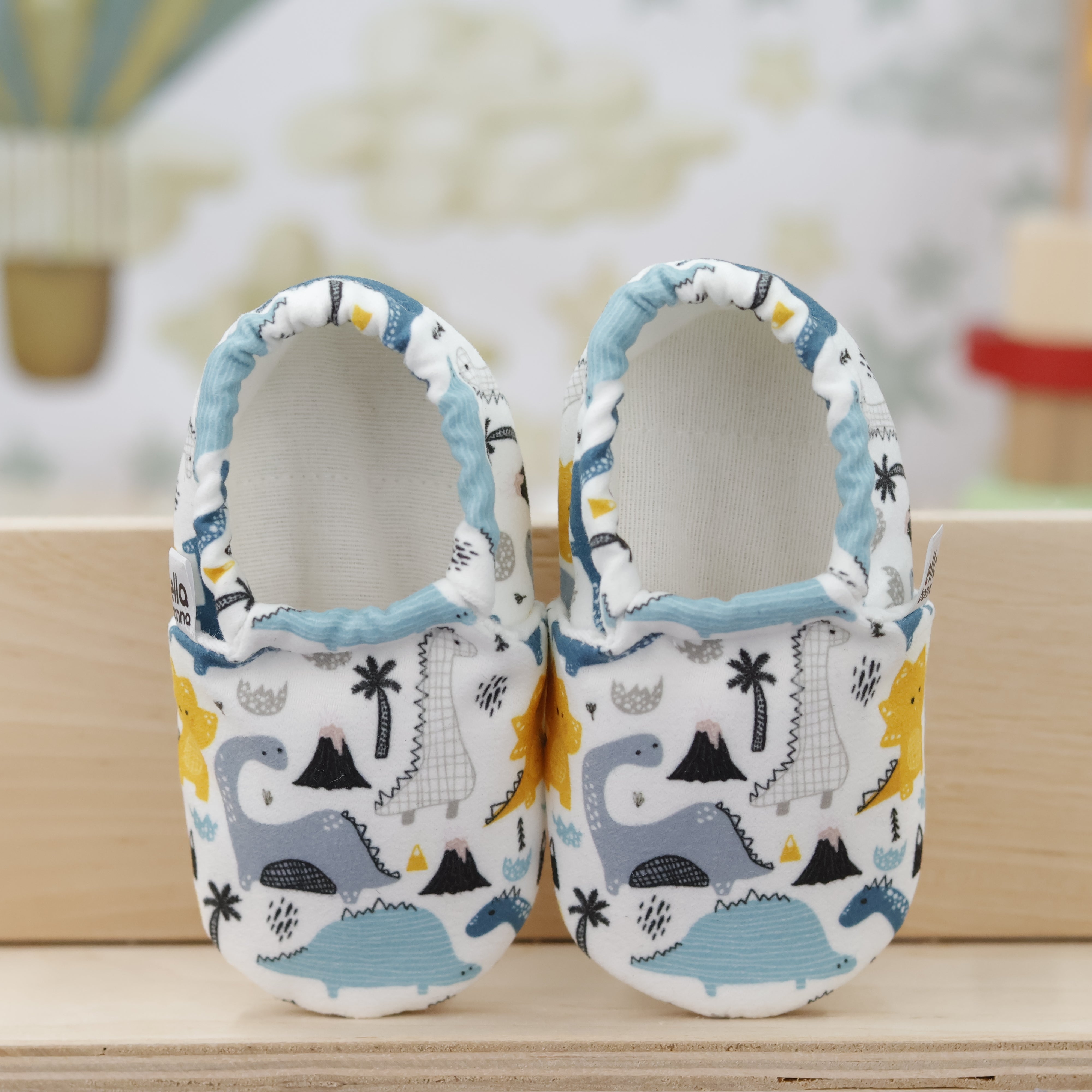 Ella Bonna Non-slip Sole Dinosaur Patterned Baby Booties, Home Boot Slippers Nursery Shoes