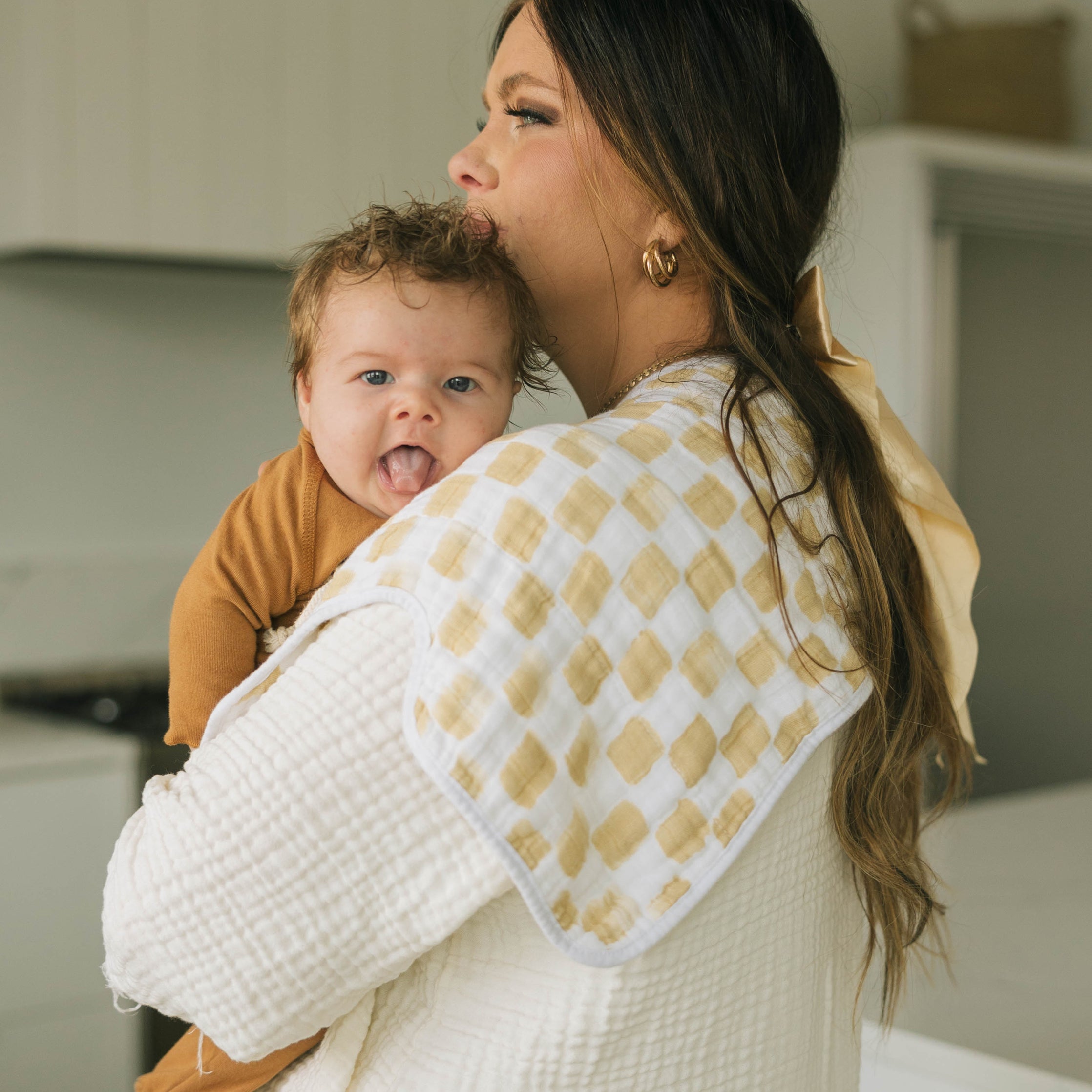 Cotton Muslin Burp Cloth 2 Pack - Adobe Checker