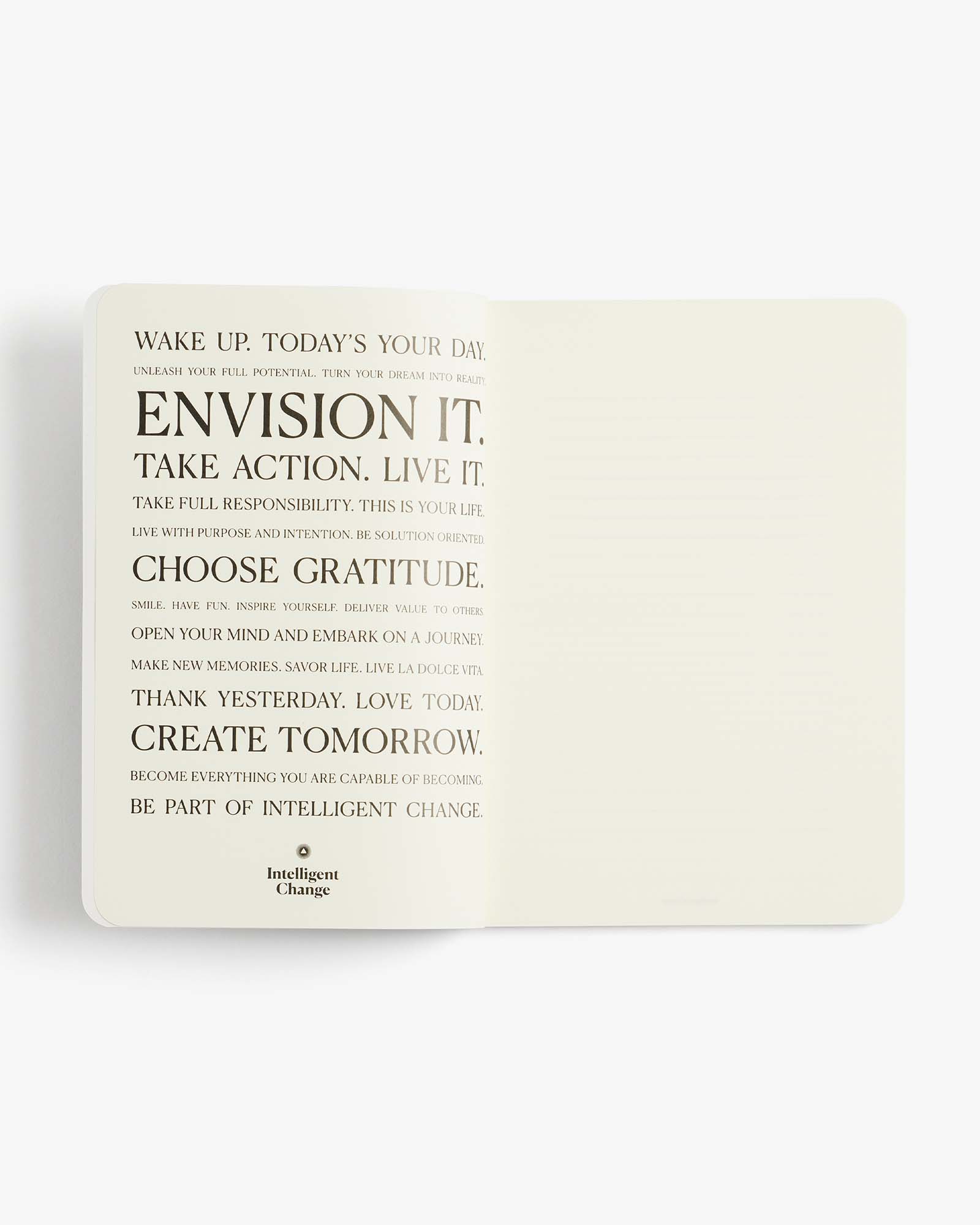 Essential notebook by Intelligent Change created with bespoke paper and made in Germany, Lined long-form journaling notebook with dated pages. Black