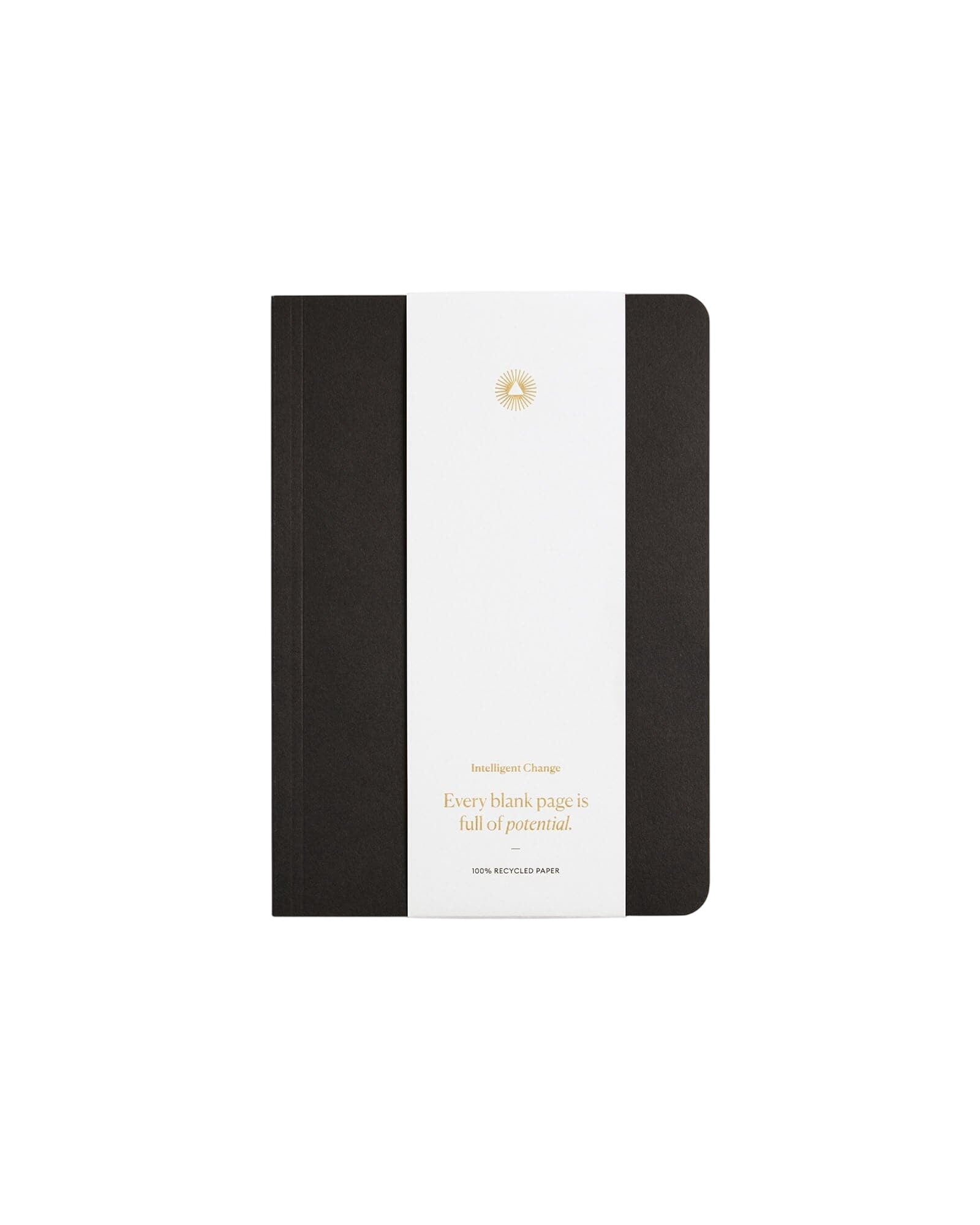 Essential notebook by Intelligent Change created with bespoke paper and made in Germany, Lined long-form journaling notebook with dated pages. Black