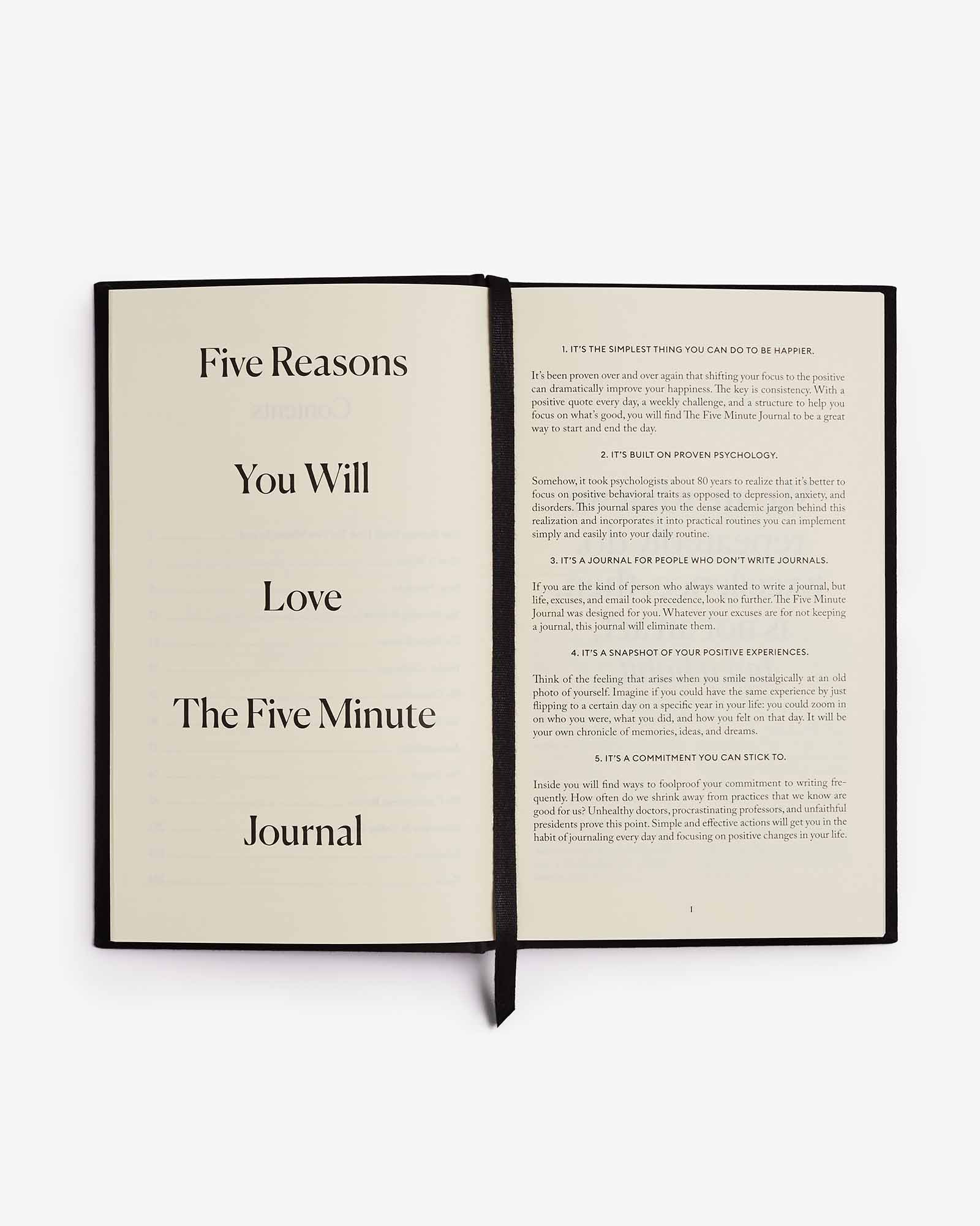 The Five Minute Journal Gratitude Journal by Intelligent Change - Bold Black– 5-minute journal - 5 minute gratitude journal guided structure