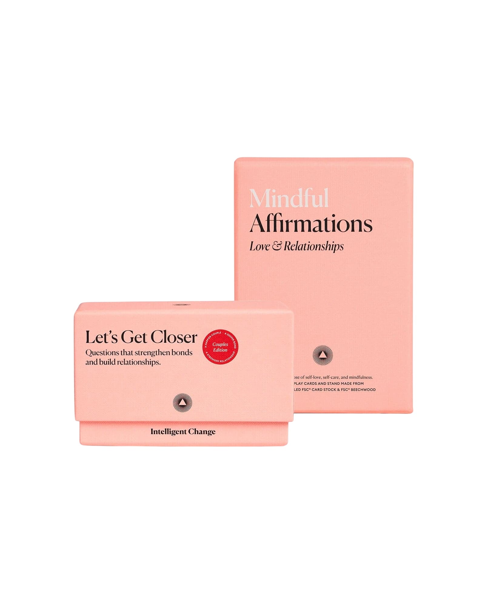 Mindful affirmations for love and conversation card games. Spark meaningful conversations around love and connect on a more passionate level with your partner. The Spark Romance bundle, which includes Mindful Affirmations Love & Relationships and Let’s Get Closer Couples Edition game, have been specifically designed to inspire you and your partner to strengthen your romantic relationship and enhance intimacy.