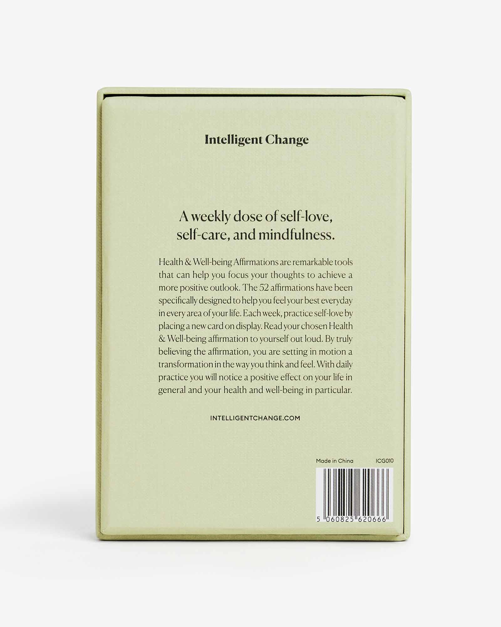 Mindful Affirmations for Health and well-being by Intelligent Change. Based on positive psychology. 52 weekly affirmation cards to boost love and self-love.