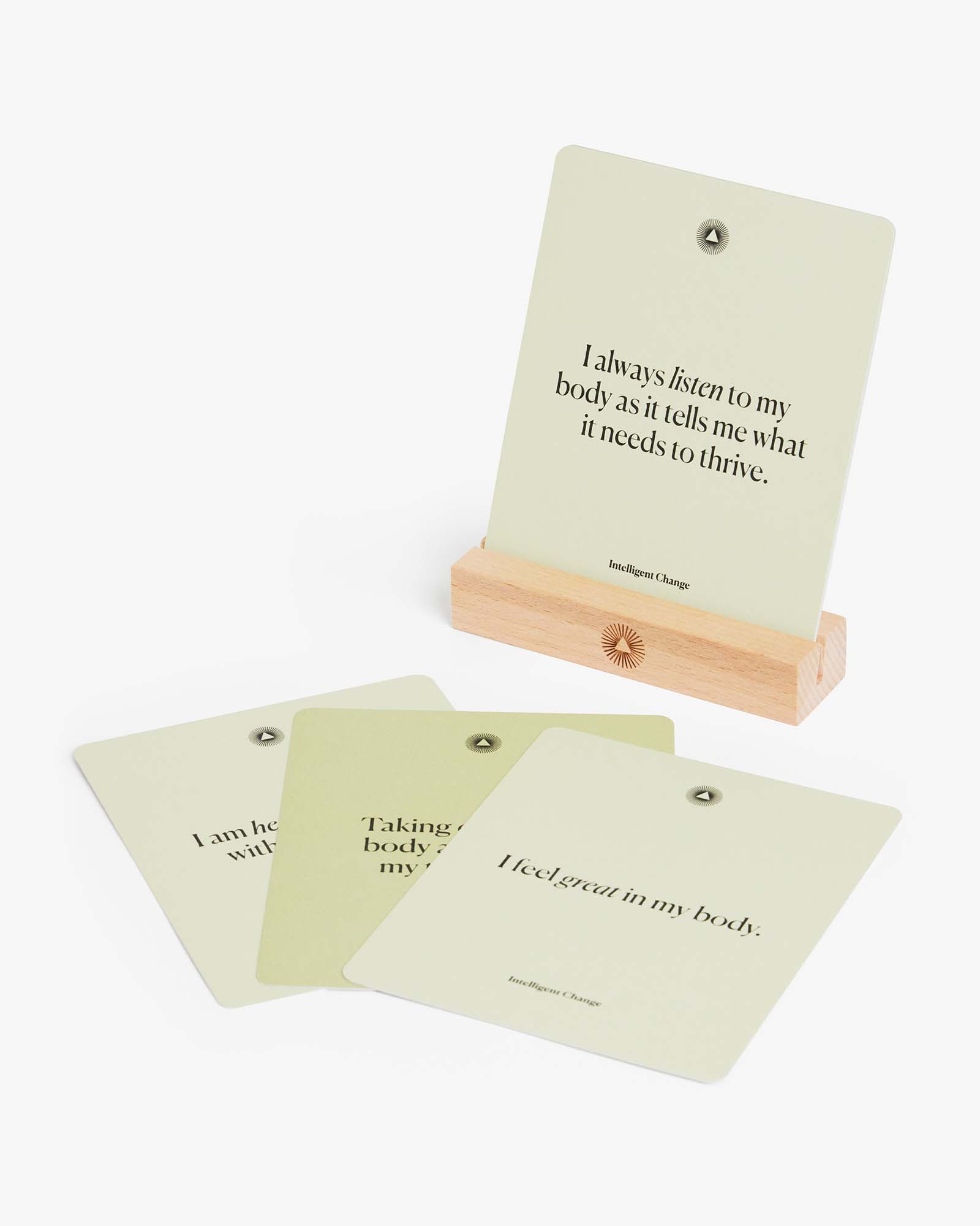 Mindful Affirmations for Health and well-being by Intelligent Change. Based on positive psychology. 52 weekly affirmation cards to boost love and self-love.