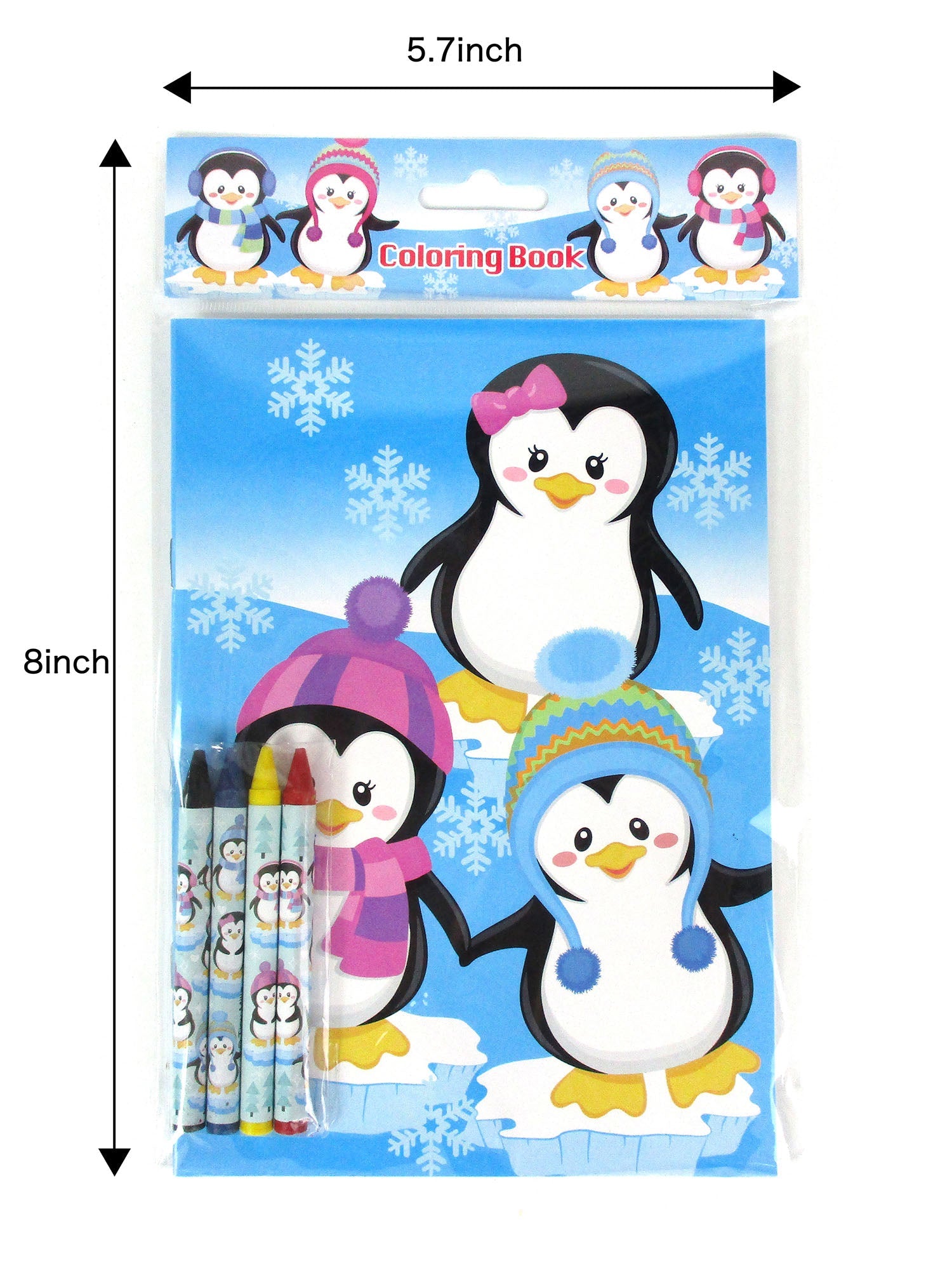Penguin Coloring Books With Crayons Party Favors - Set Of 6 Or 12