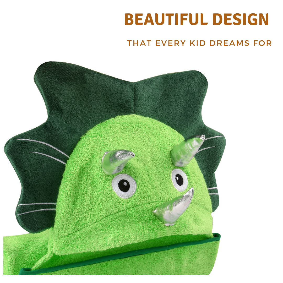 Bamboo Viscose Baby Hooded Towel Green Dinosaur