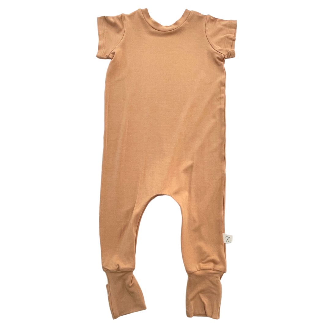 Camel Bamboo Lyocell Zip Romper