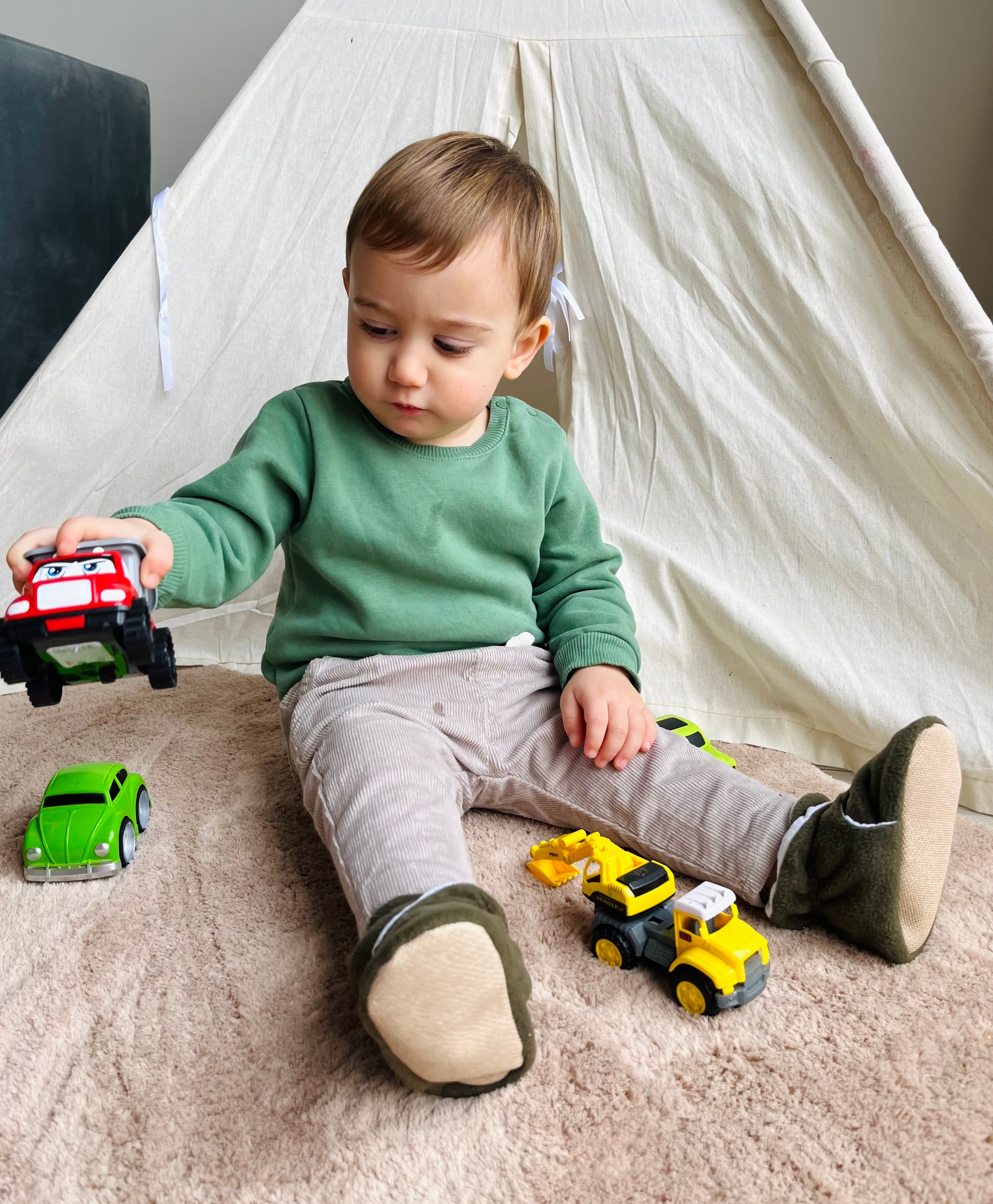 Organic Baby Booties, Newborn Booties Basic, Khaki