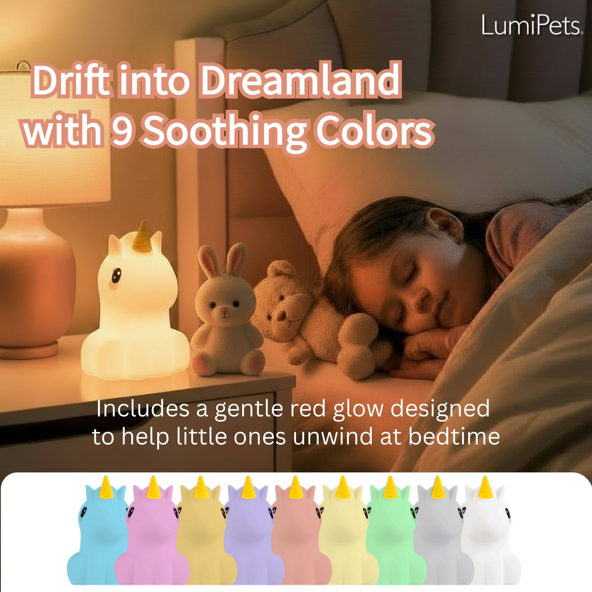 Lumipets® Unicorn - Children's Nursery Touch Night Light