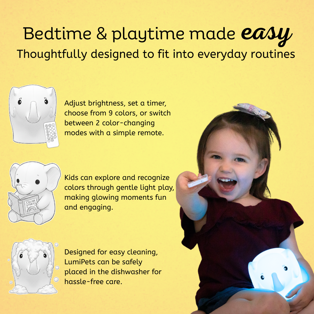 Lumipets® Eggbert The Elephant- Children's Touch Night Light
