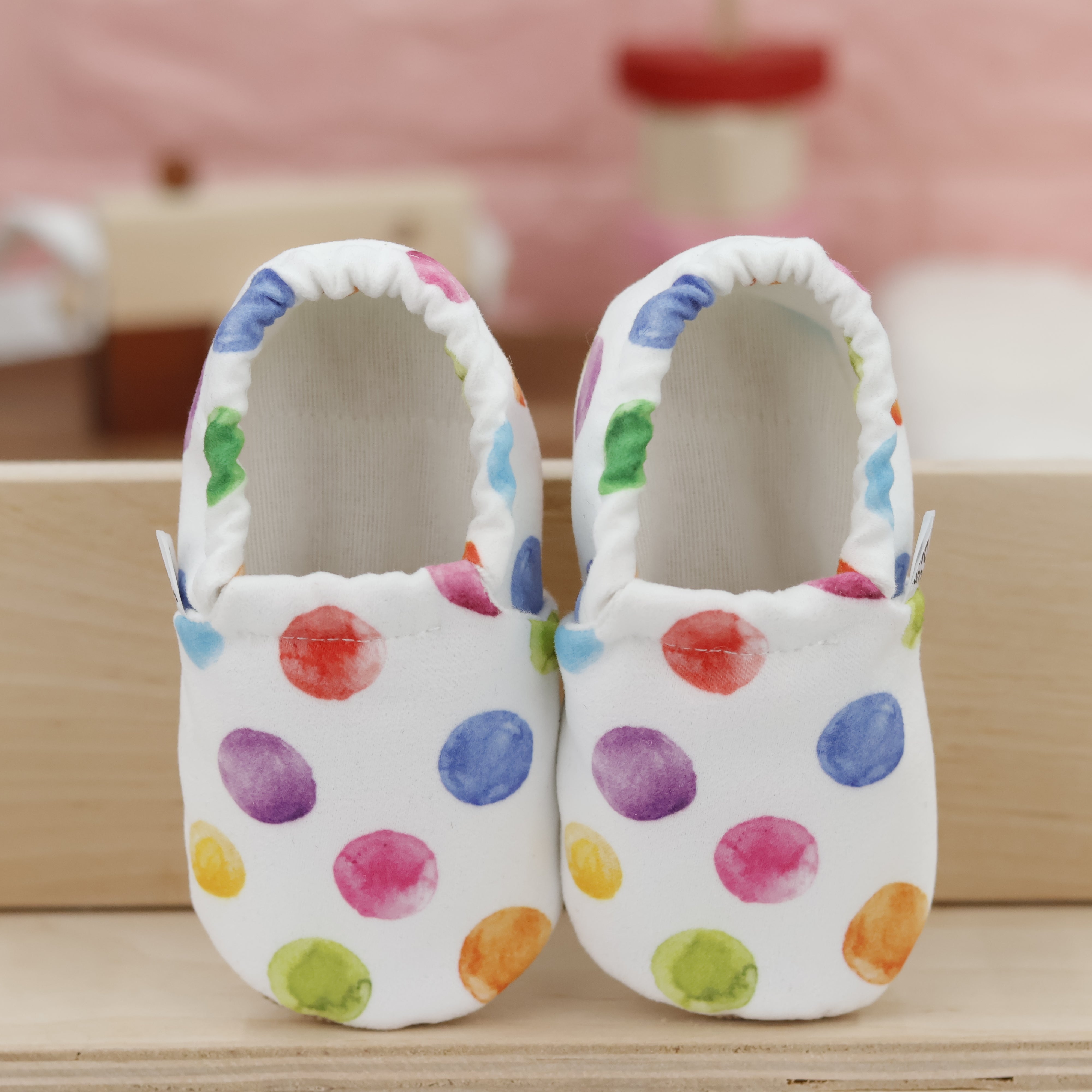 Ella Bonna Non-slip Sole Color Dots Baby Booties, Home Boot Slippers Nursery Shoes