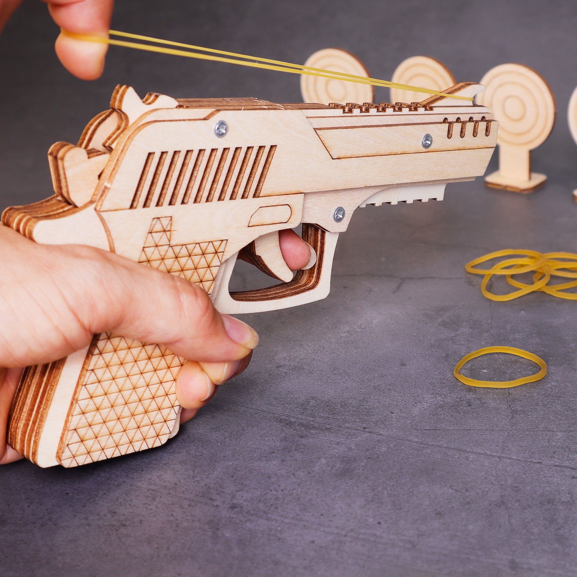 Diy Kit Rubber Band Launcher, Fun Wooden Craft And Stem Toy