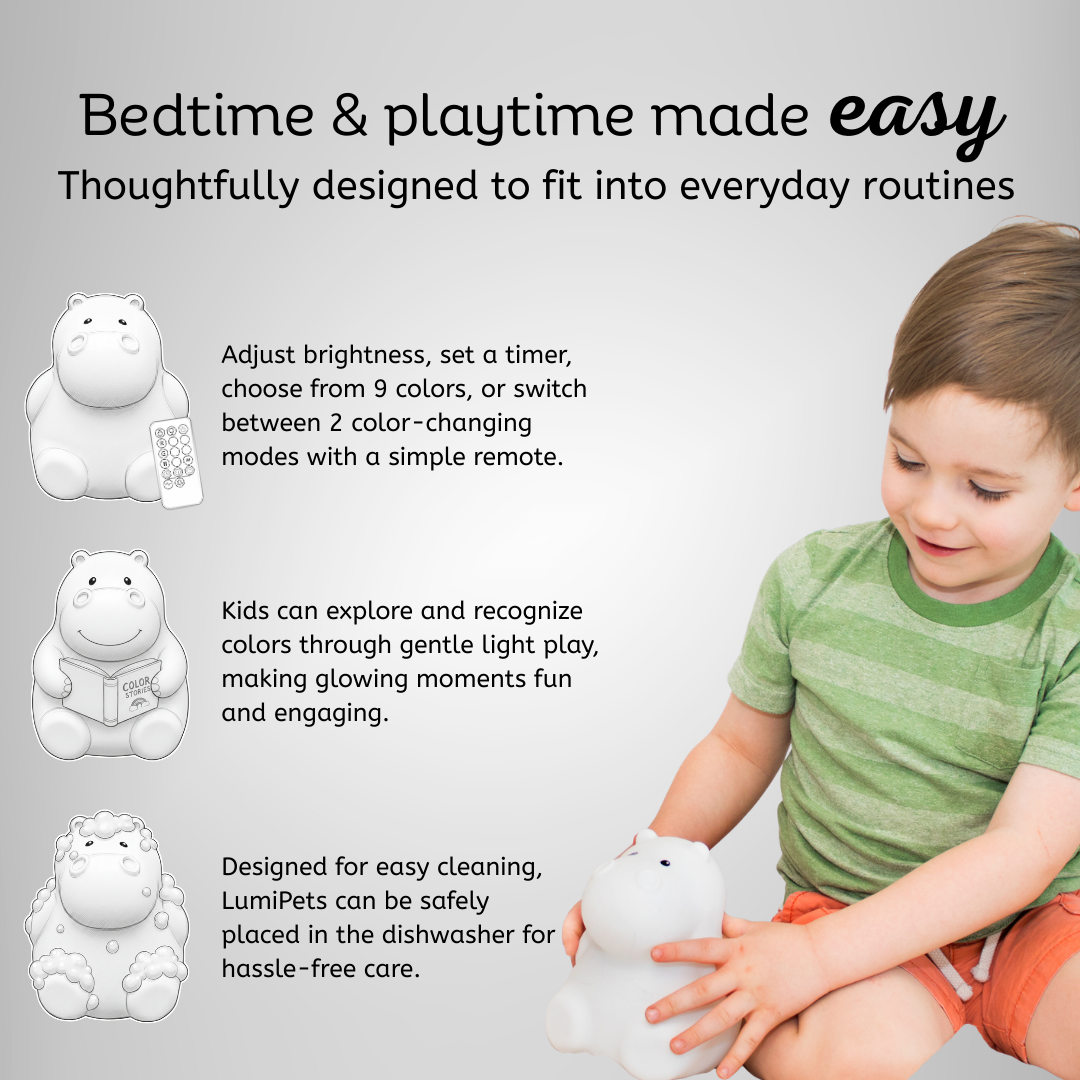Lumipets® Honey The Hippo- Children's Touch Night Light