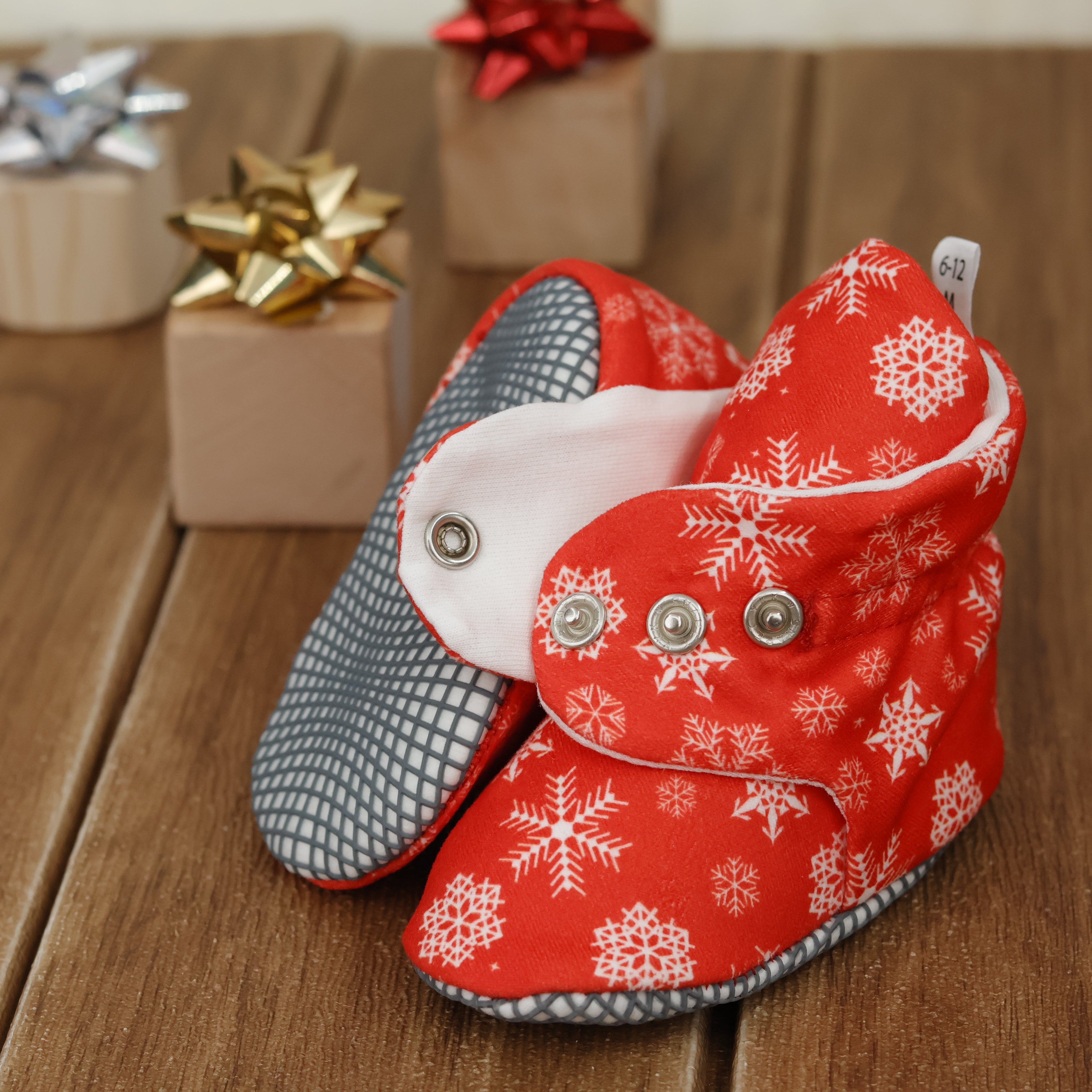 Organic Cotton Baby Booties, Non-slip Sole, Cotton Newborn Booties Home Nursery Shoes, Snowball