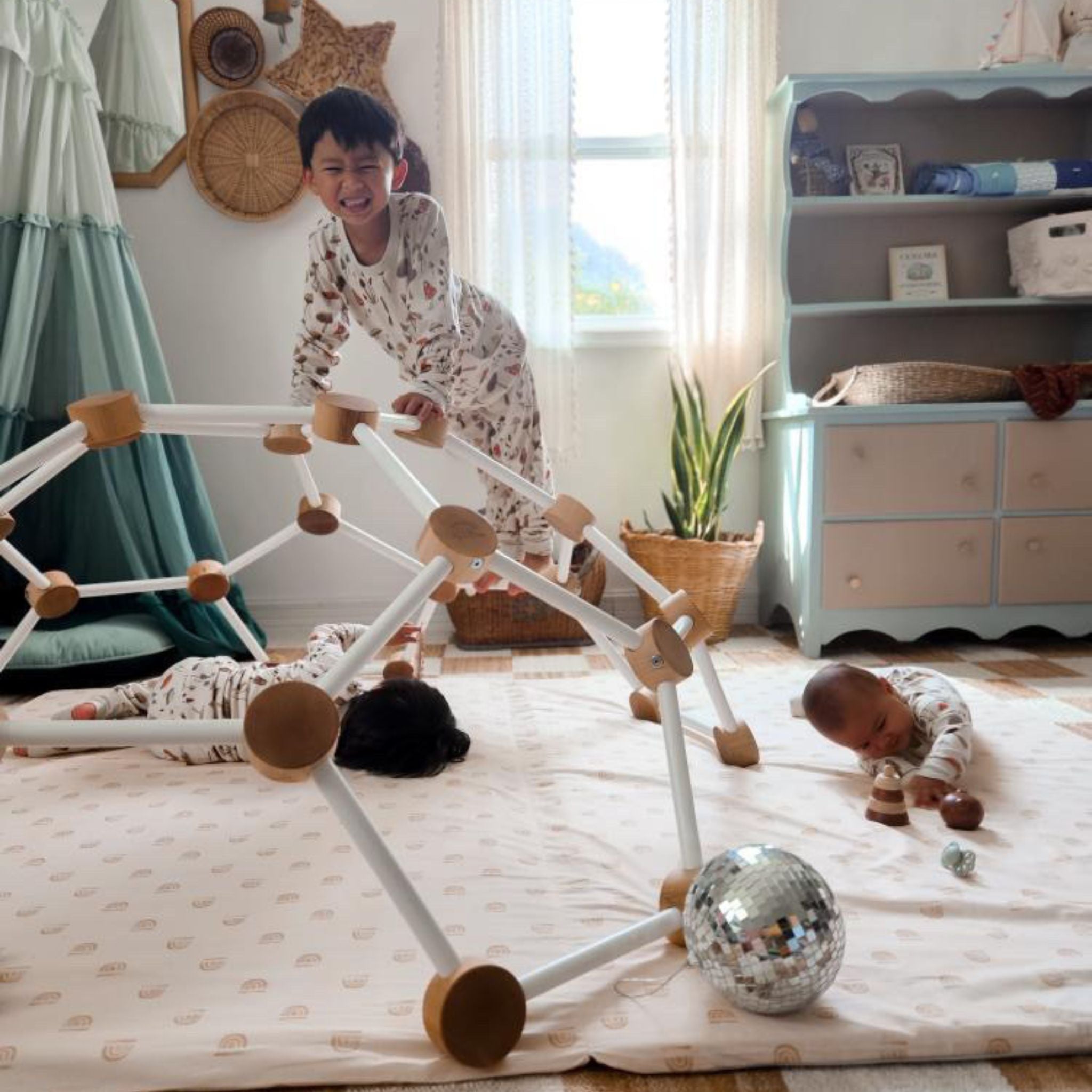 Rainbow Stamp In Cream Organic Cotton Mat