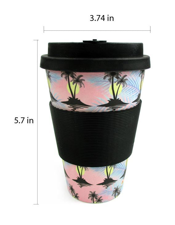 Eco-friendly Reusable Plant Fiber Travel Mug With Cool Island Design