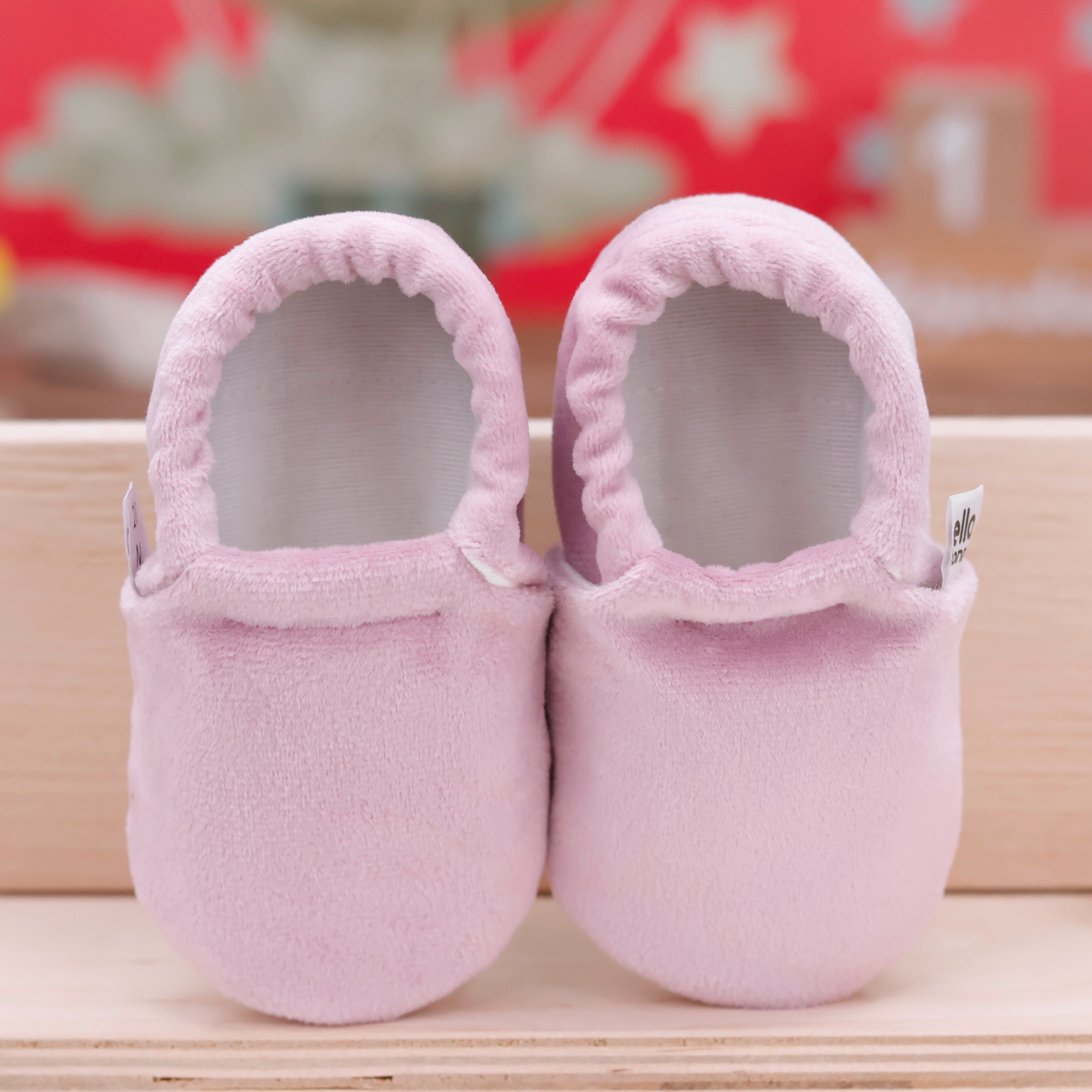 Organic Cotton Velvet Home Nursery Moccasin Shoes, Pink