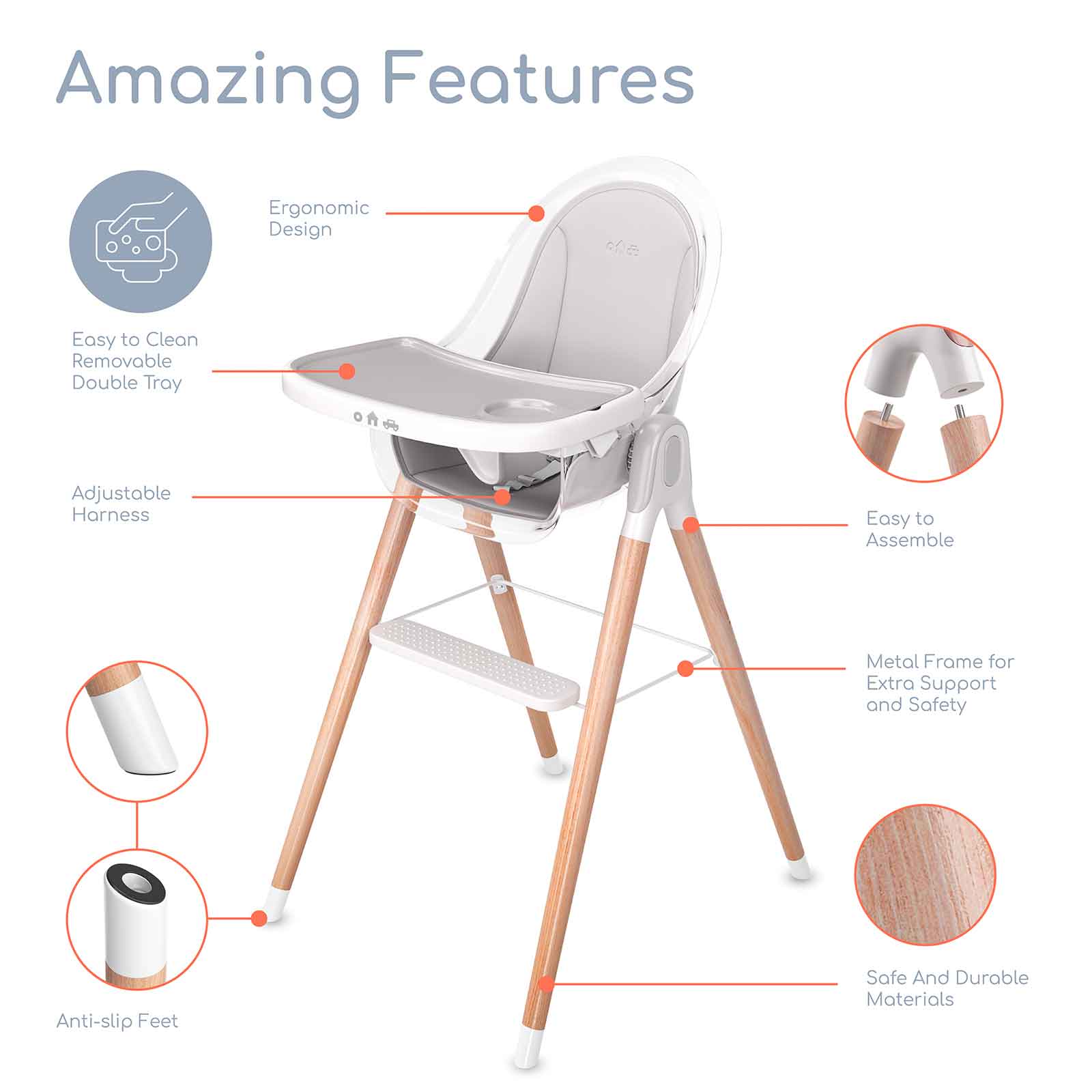 Children Of Design 6 In 1 Deluxe High Chair W/cushion