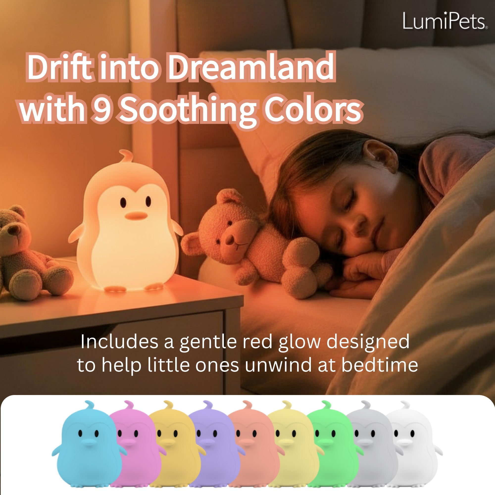 Lumipets® Pebbles The Penguin- Children's Touch Night Light