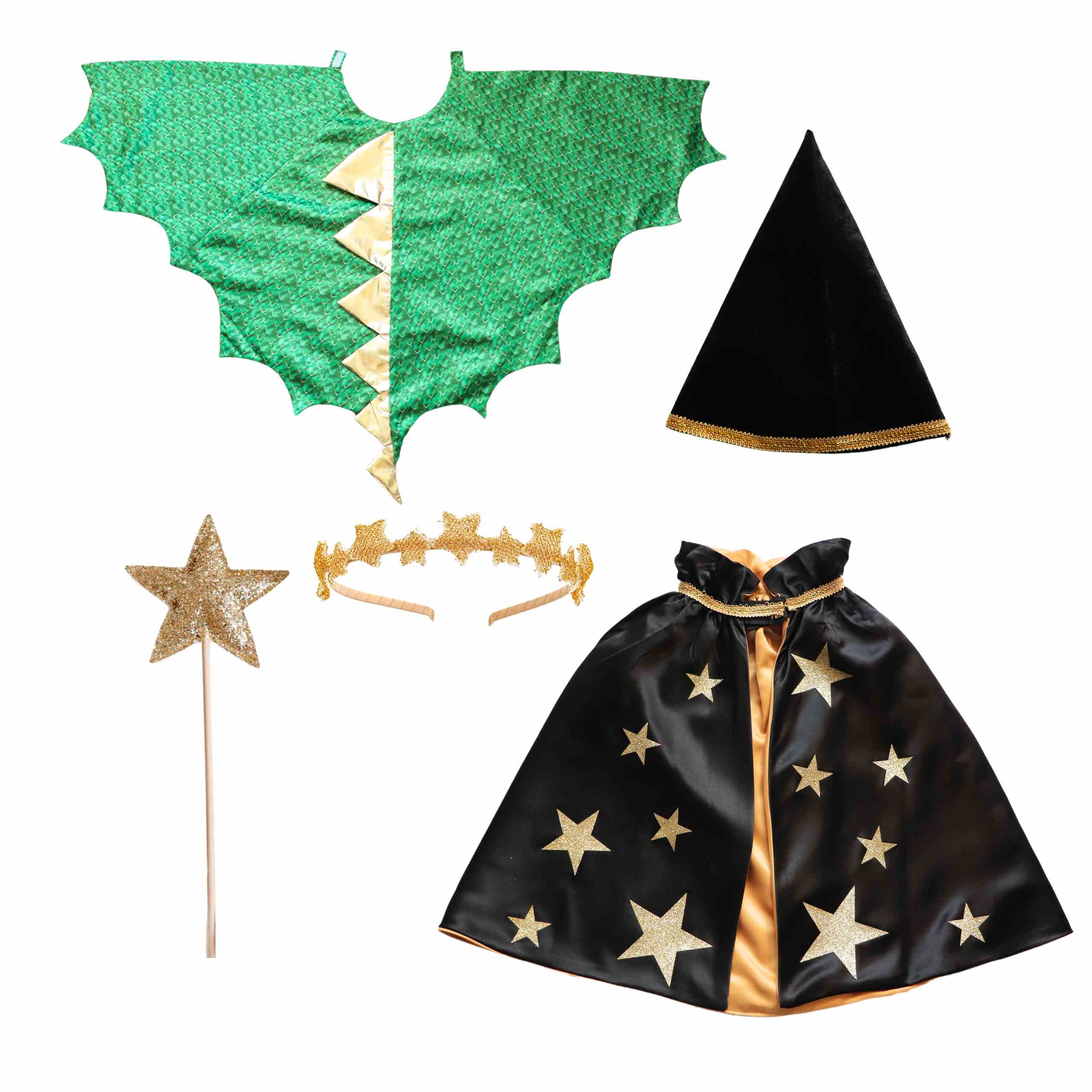 Dragon And Wizard Costume Gift Set, Green/black