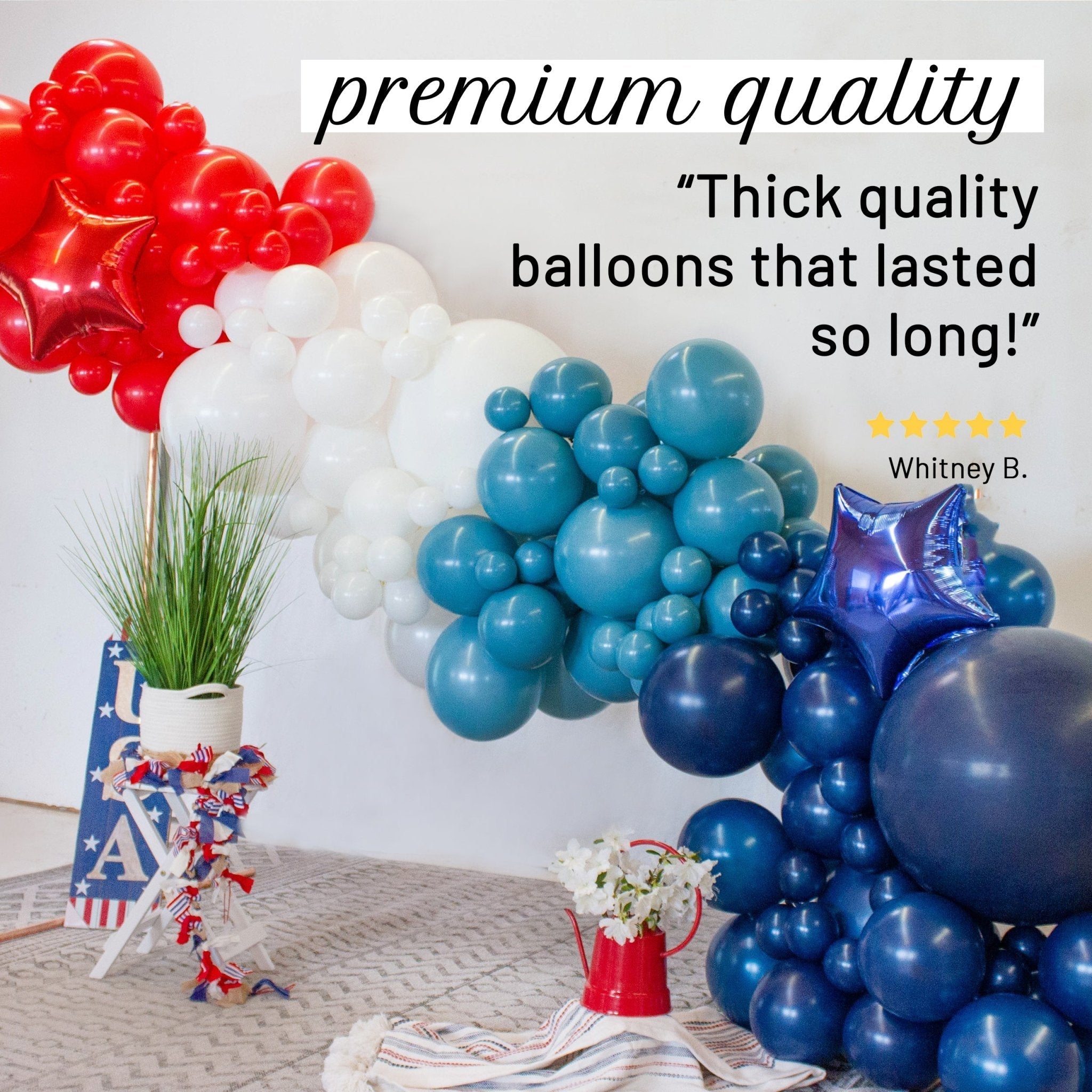 Patriotic Red, White & Blue Balloon Garland Kit