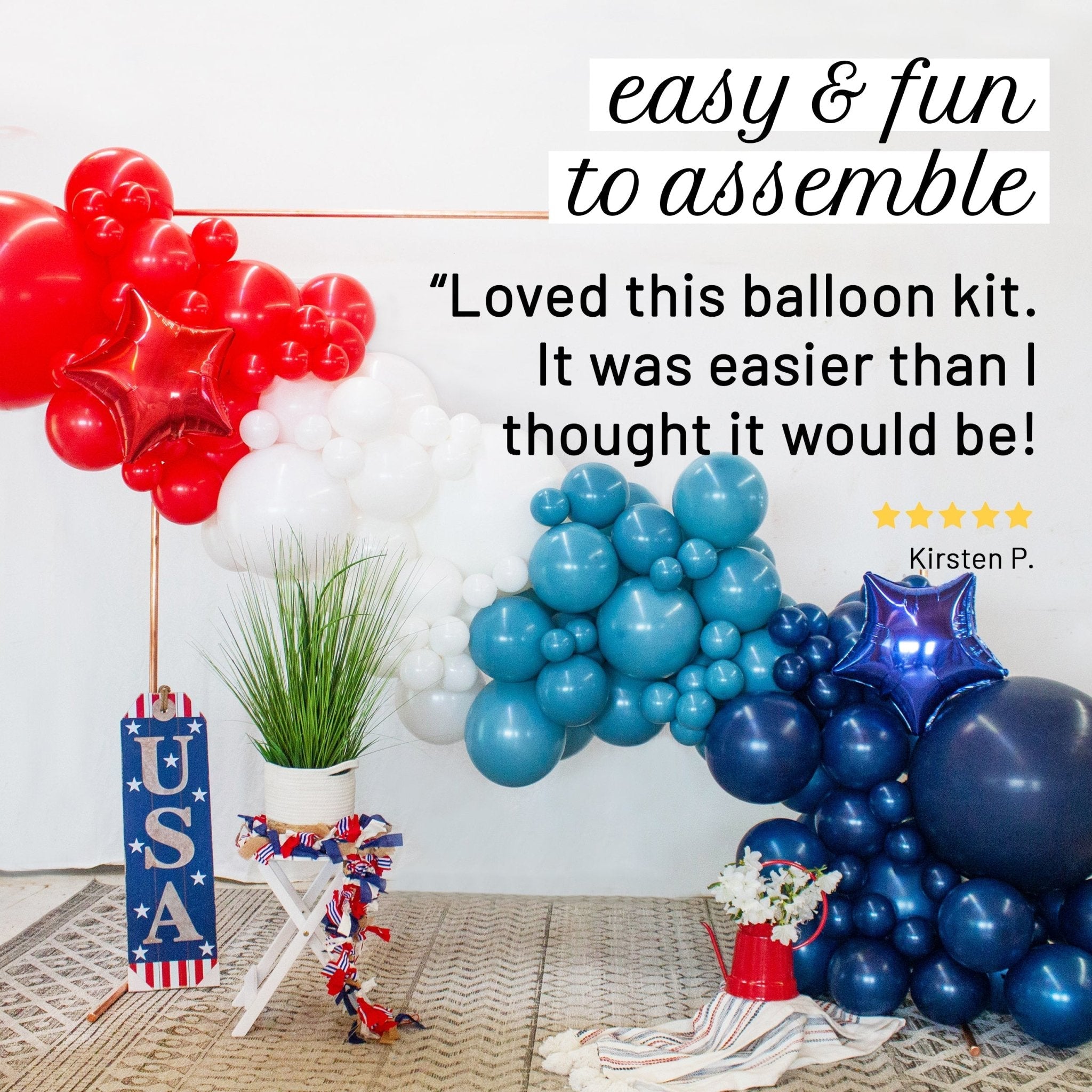 Patriotic Red, White & Blue Balloon Garland Kit