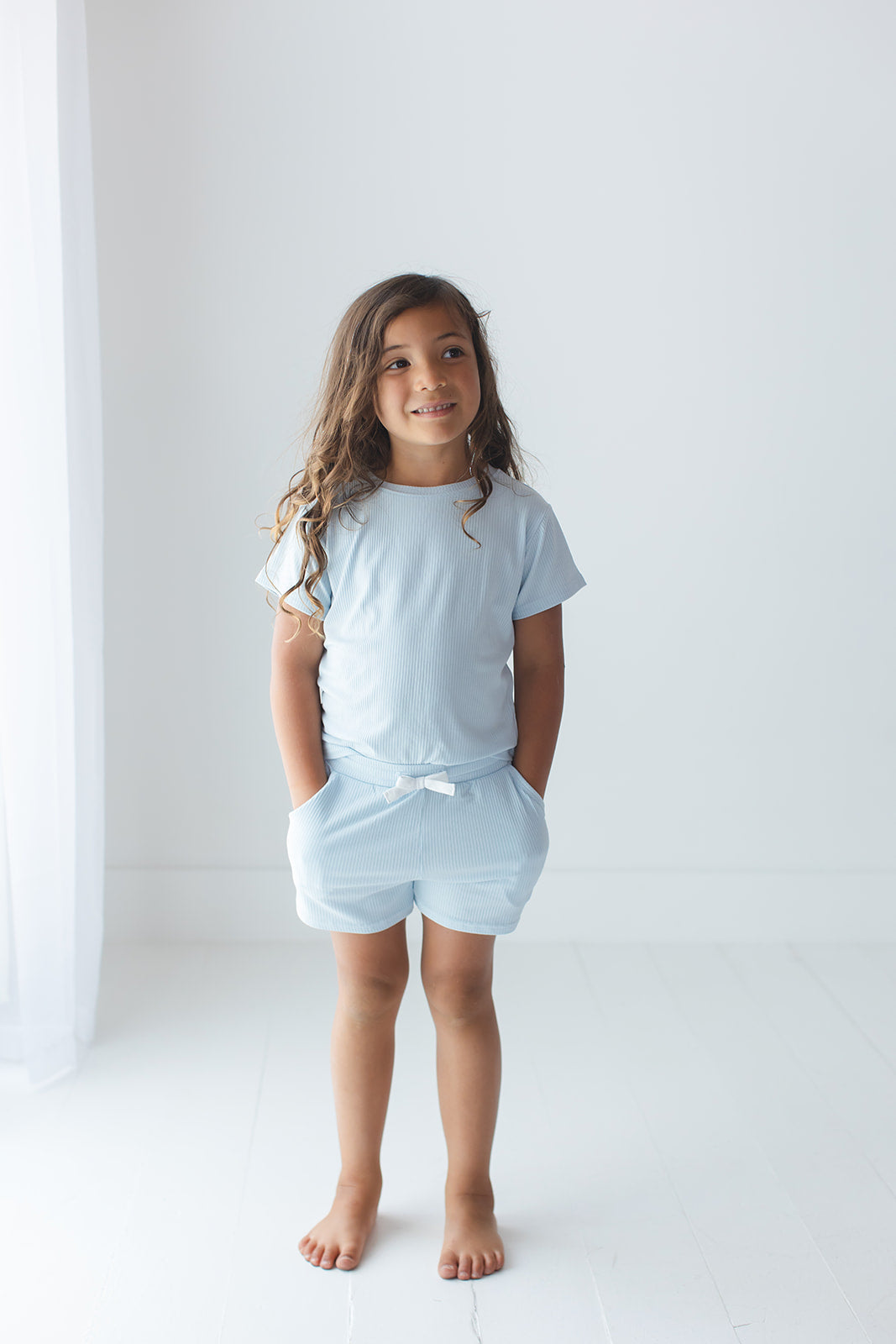 Blue Macaron (ribbed) - Pocket Short Set