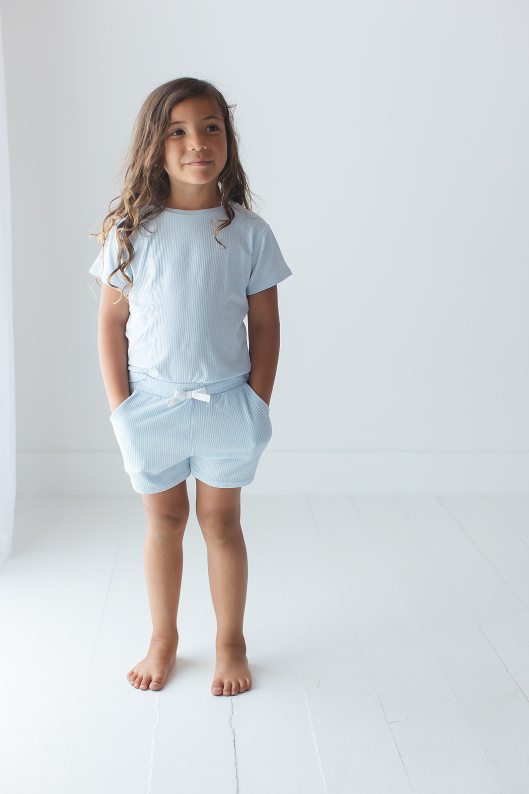 Blue Macaron (ribbed) - Pocket Short Set