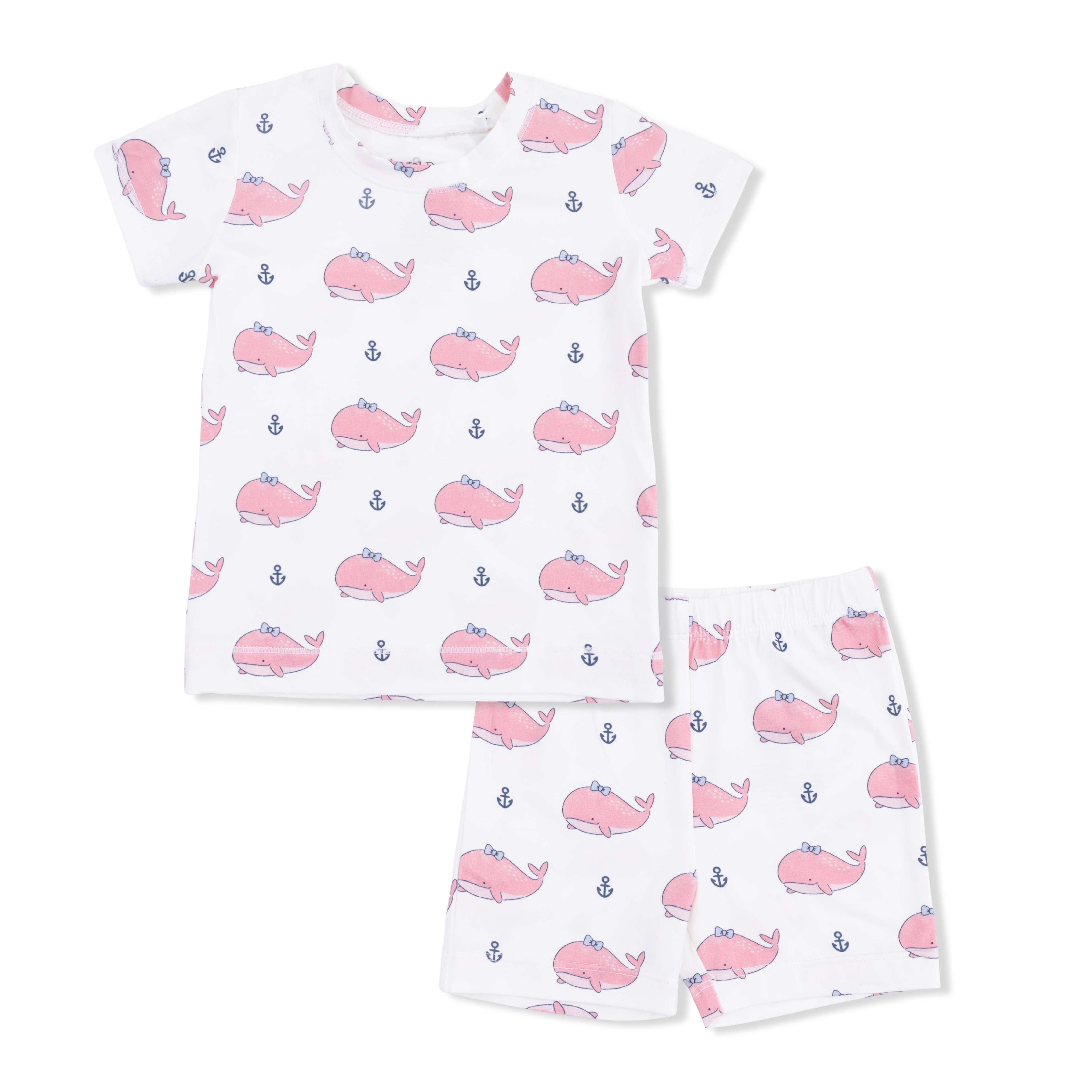Bubbly Whale With Bow Pink - Loungewear Short Set