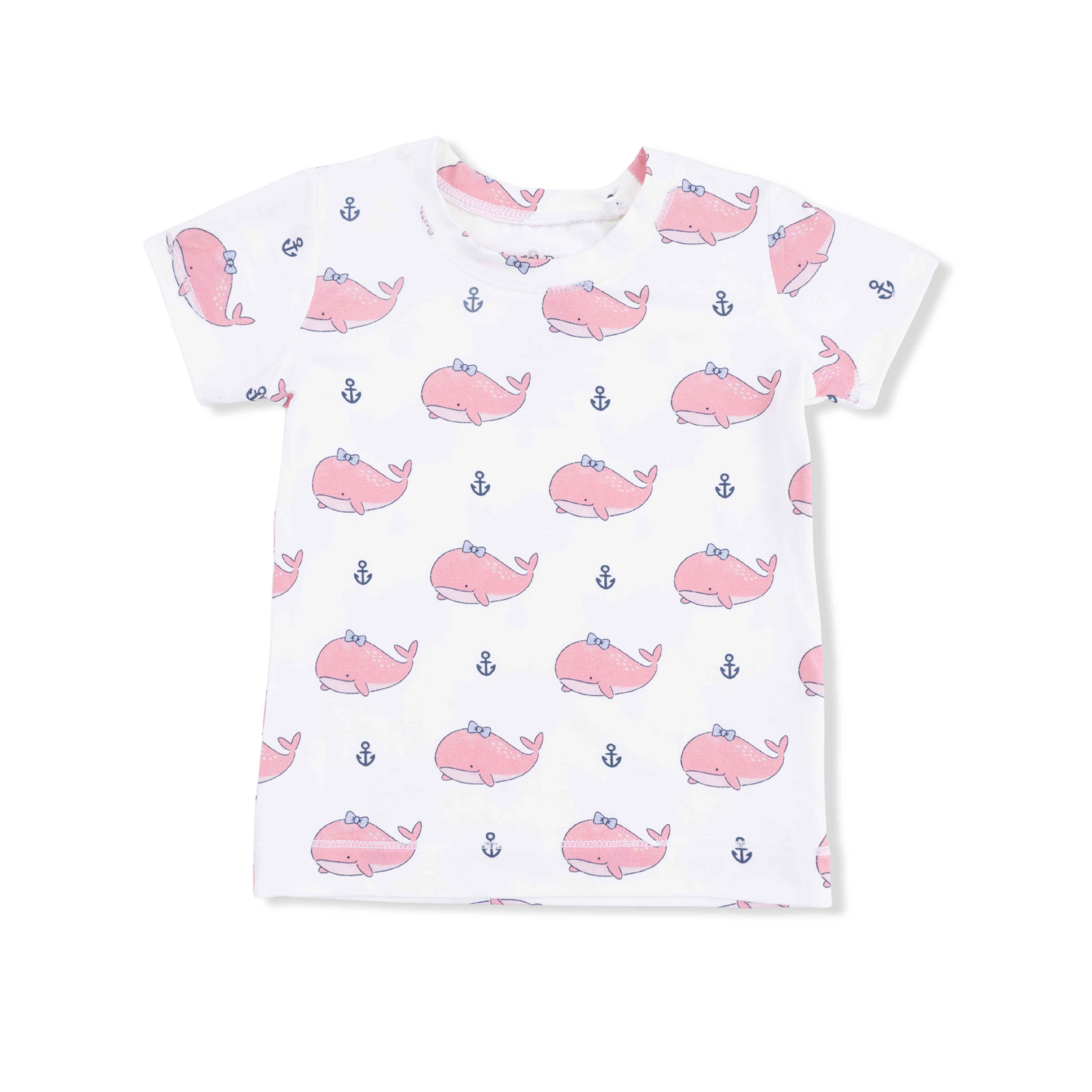 Bubbly Whale With Bow Pink - Loungewear Short Set