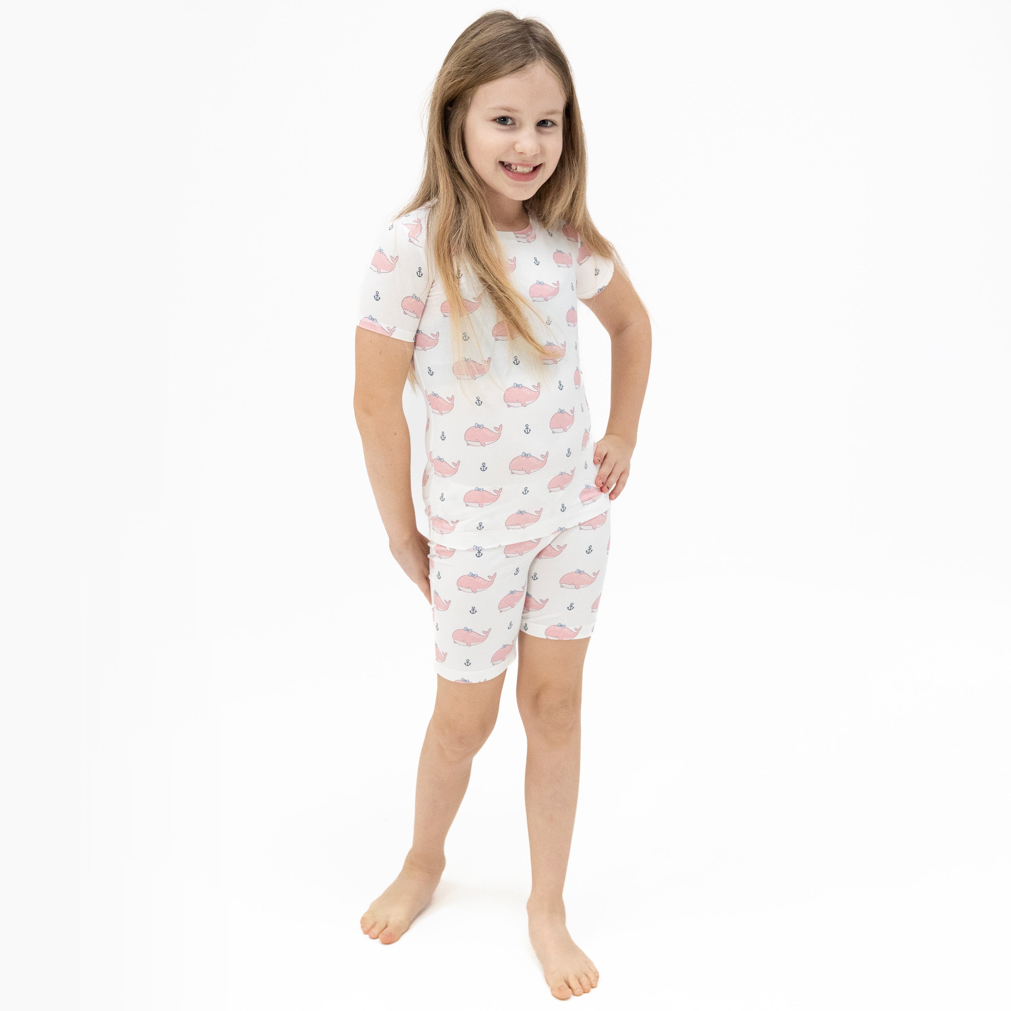 Bubbly Whale With Bow Pink - Loungewear Short Set